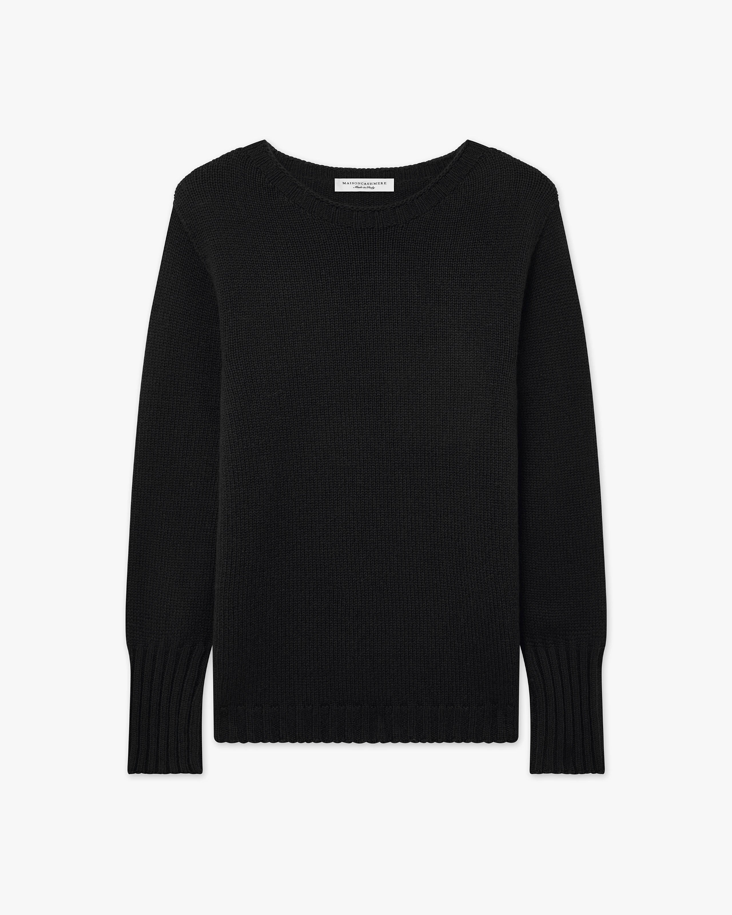 Women's Merano Crew Neck Sweater - Black Cashmere