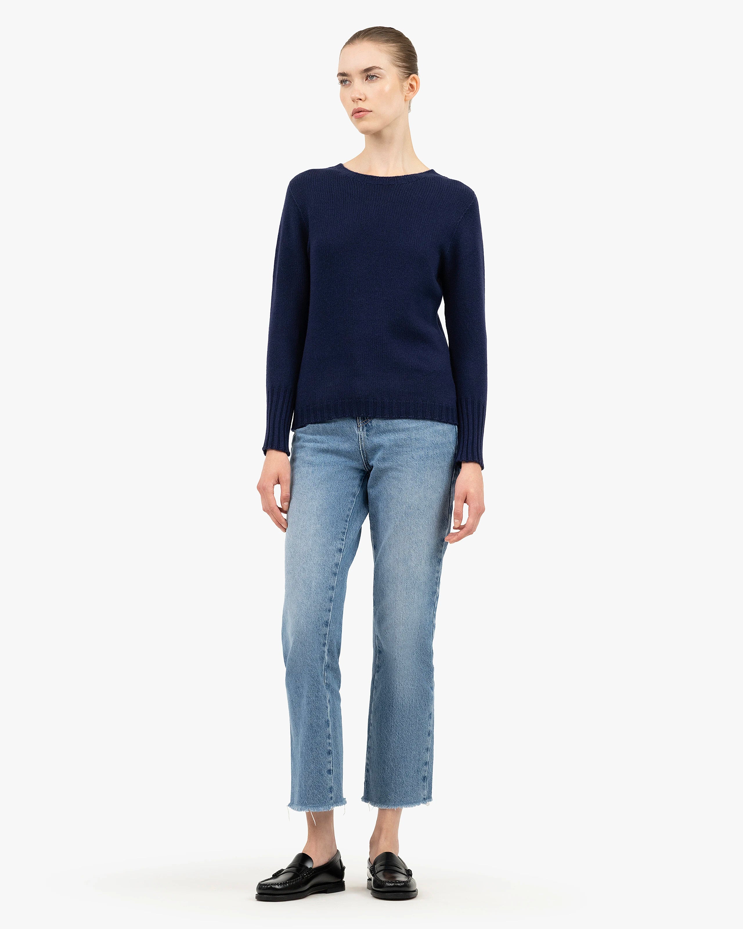 Women's Merano Crew Neck Sweater - Blue Cashmere