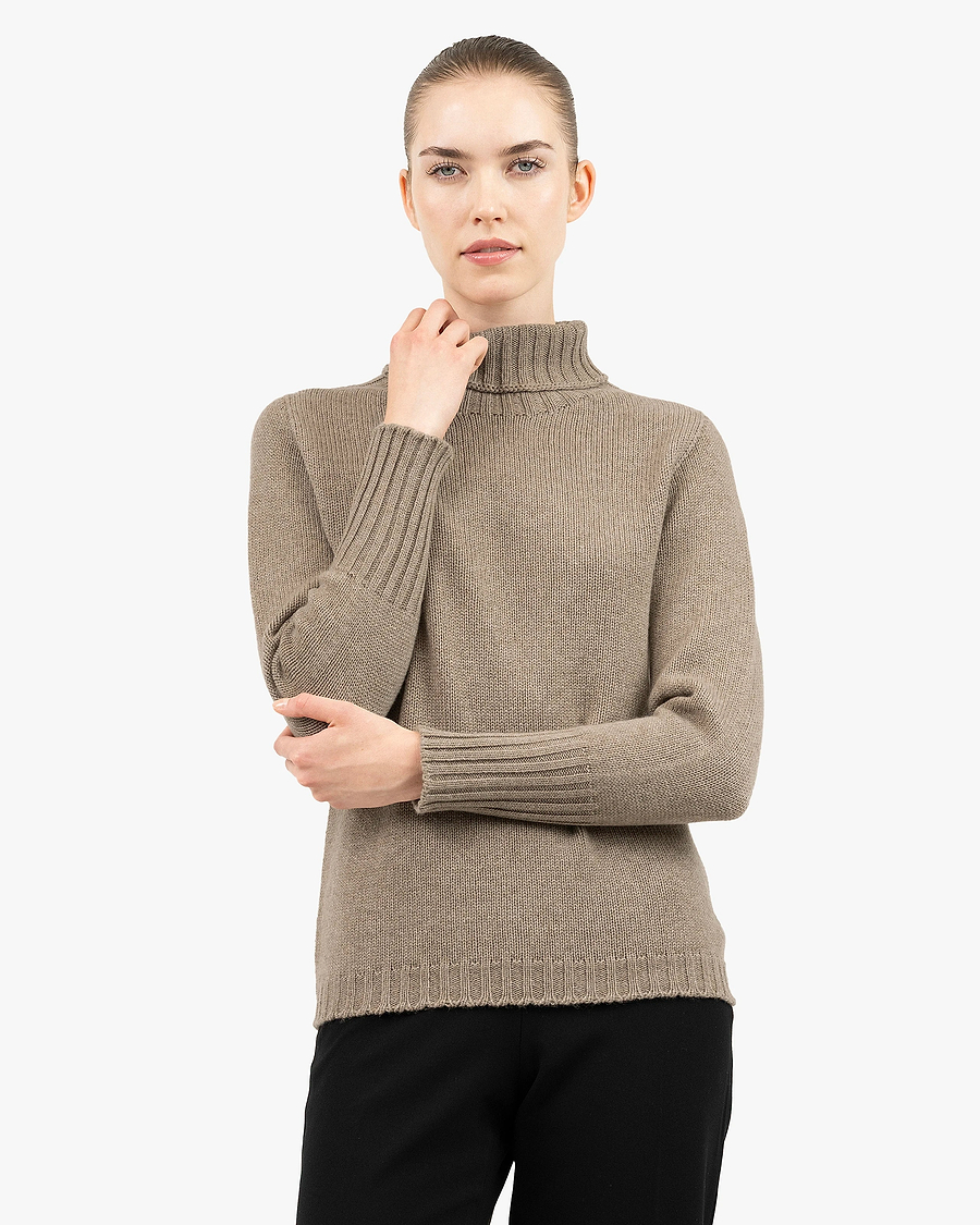 Women's Merano Turtleneck Sweater - Taupe Cashmere