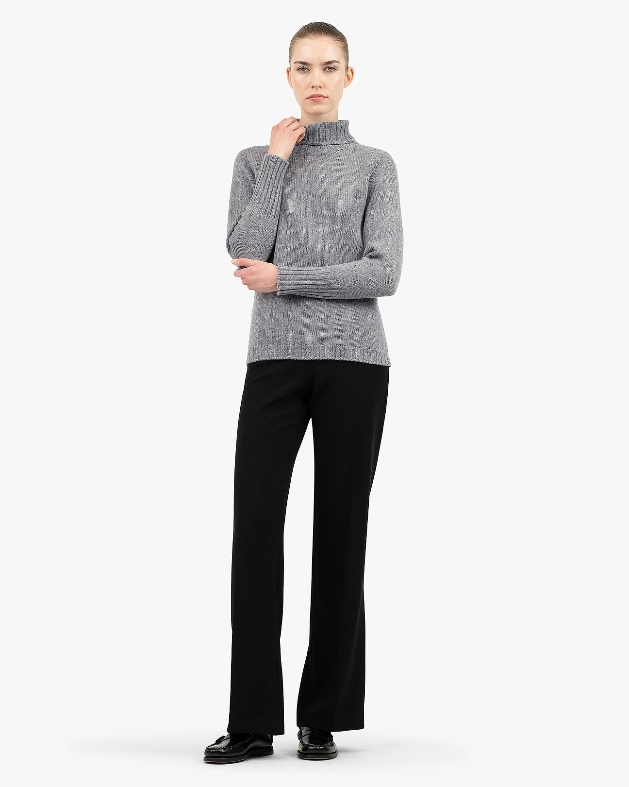 Women's Merano Cashmere Turtleneck Sweater - Medium Grey