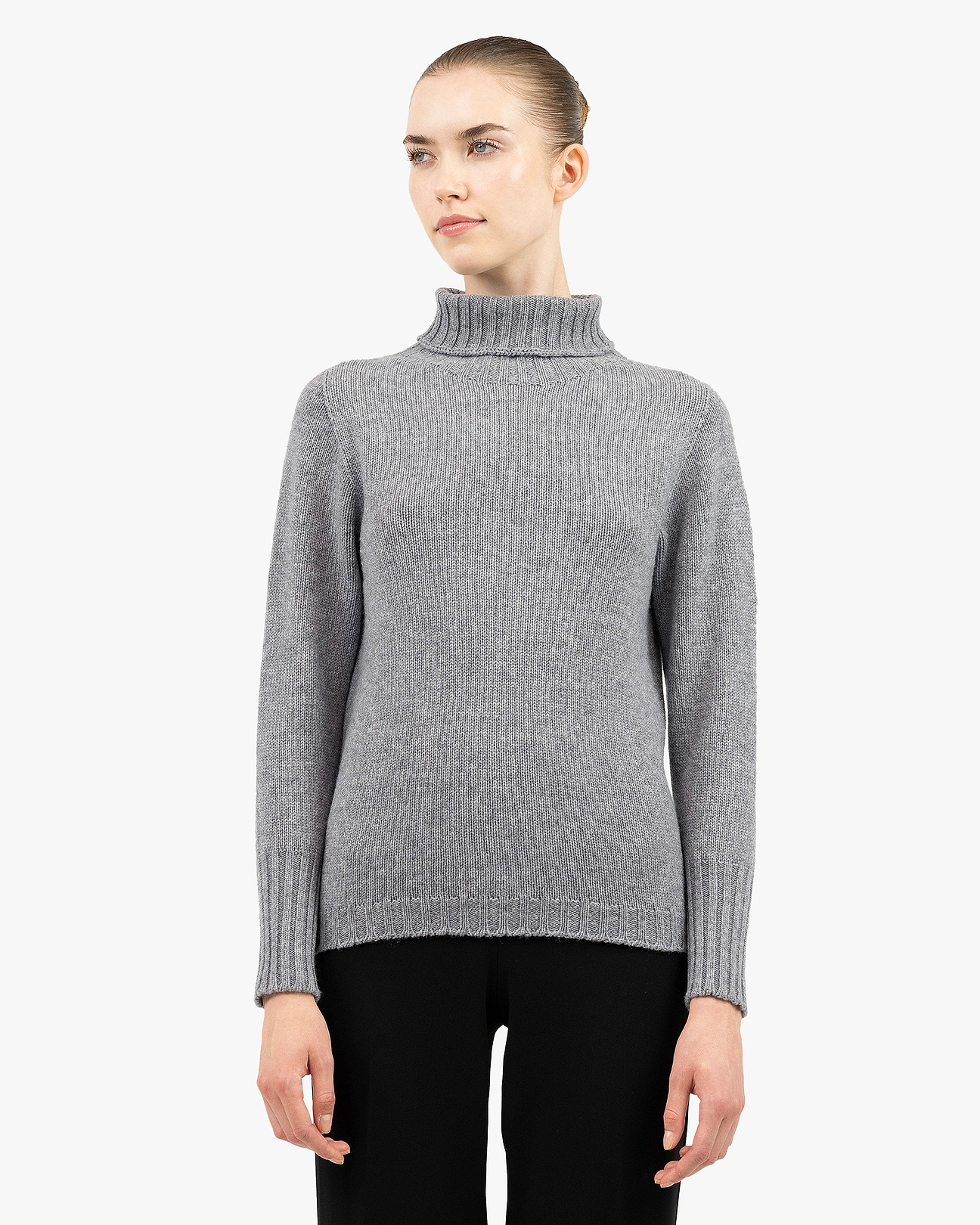 Women's Merano Cashmere Turtleneck Sweater - Medium Grey