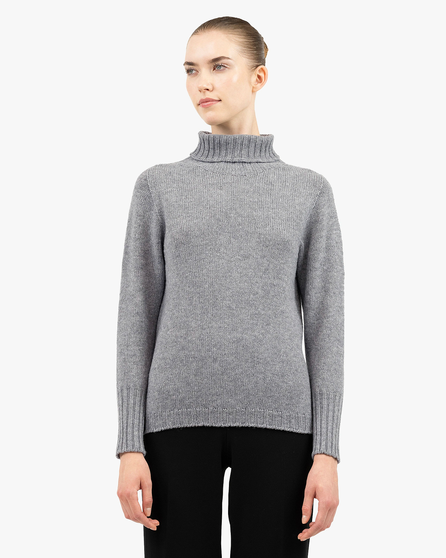 Women's Merano Turtleneck Sweater - Medium Grey Cashmere