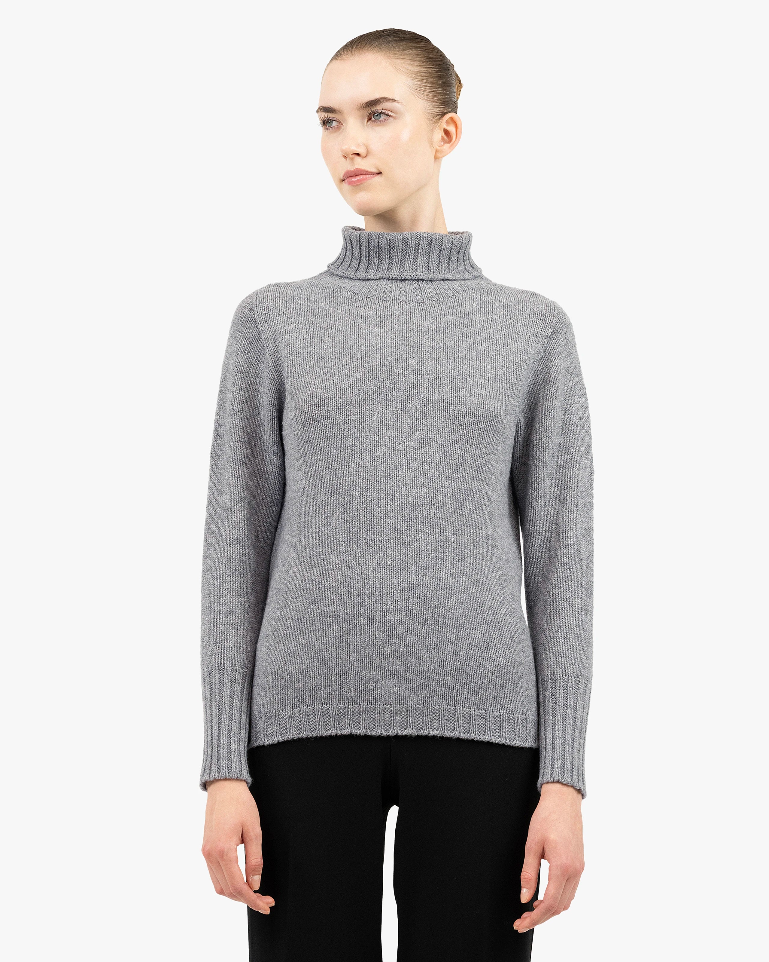 Women's Merano Turtleneck Sweater - Medium Grey Cashmere
