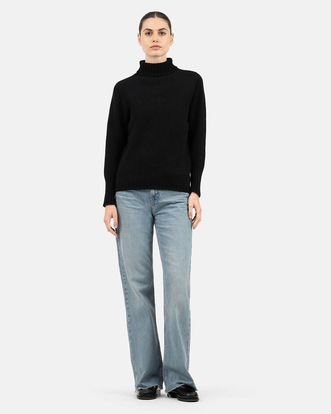 トップス cashmere touch high neck pullover black Women's Merano Cashmere Turtleneck Sweater - Black | MaisonCashmere