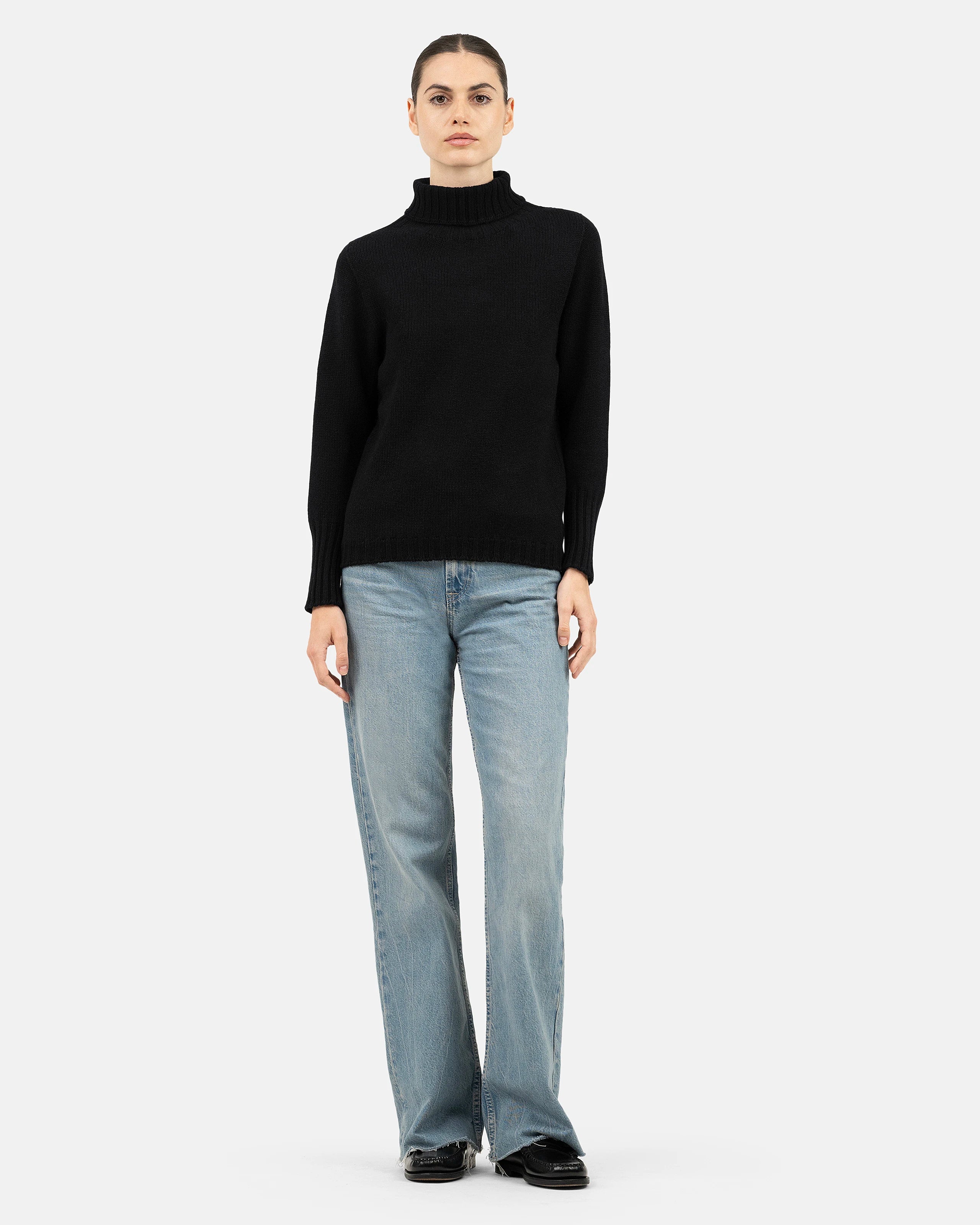 Women's Merano Turtleneck Sweater - Black Cashmere