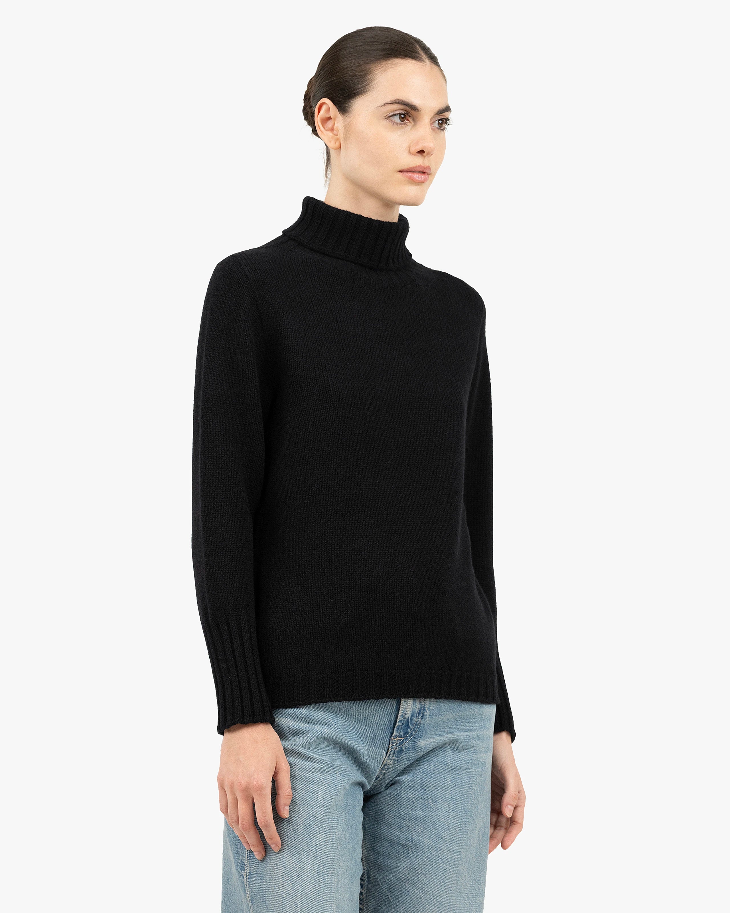 Women's Merano Turtleneck Sweater - Black Cashmere