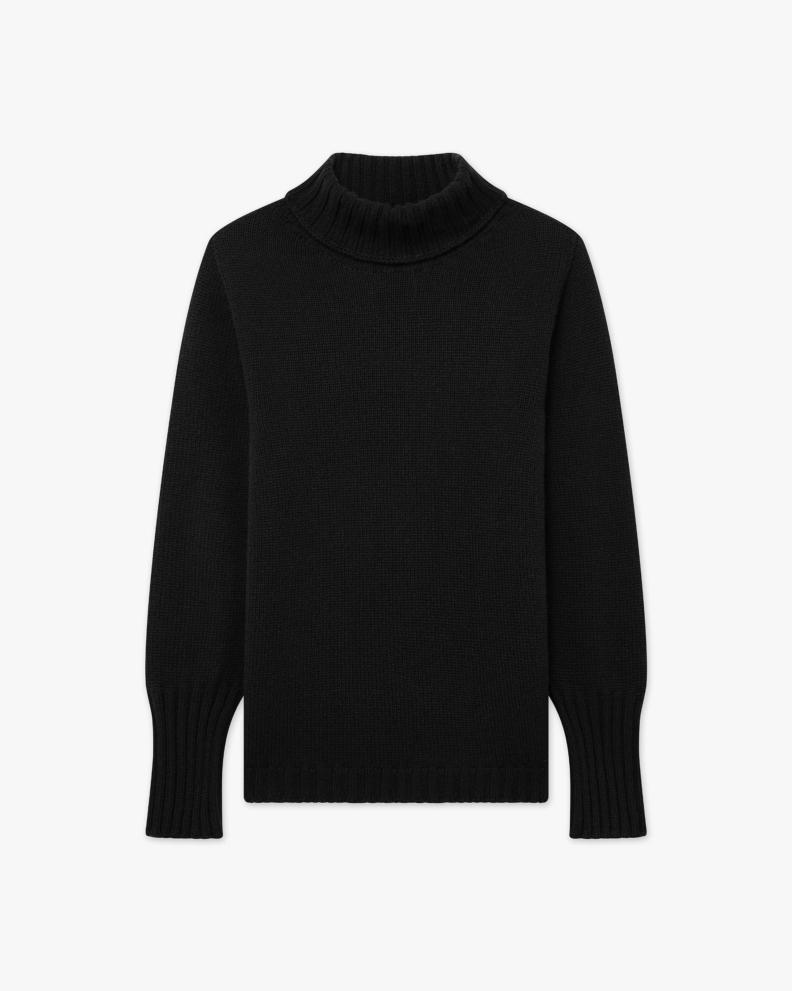 Women's Merano Cashmere Turtleneck Sweater - Black | MaisonCashmere