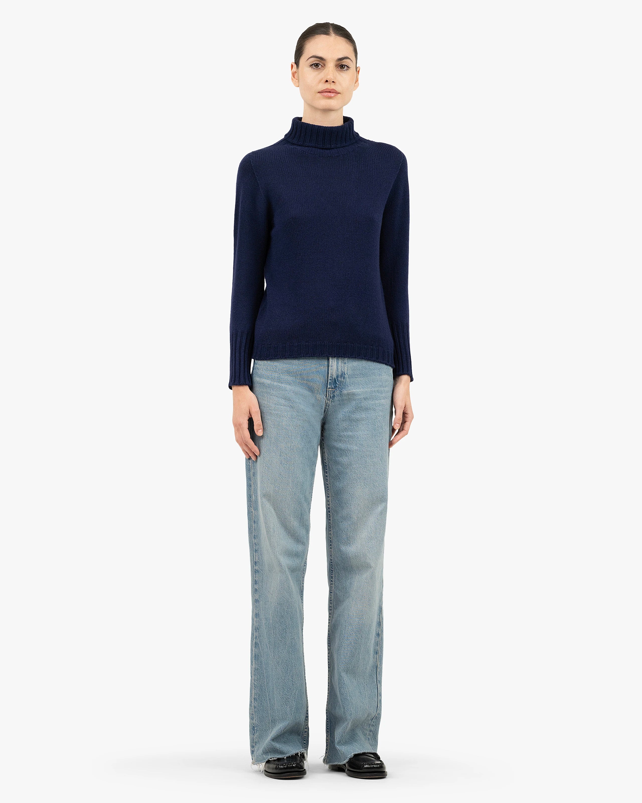 Women's Merano Turtleneck Sweater - Blue Cashmere