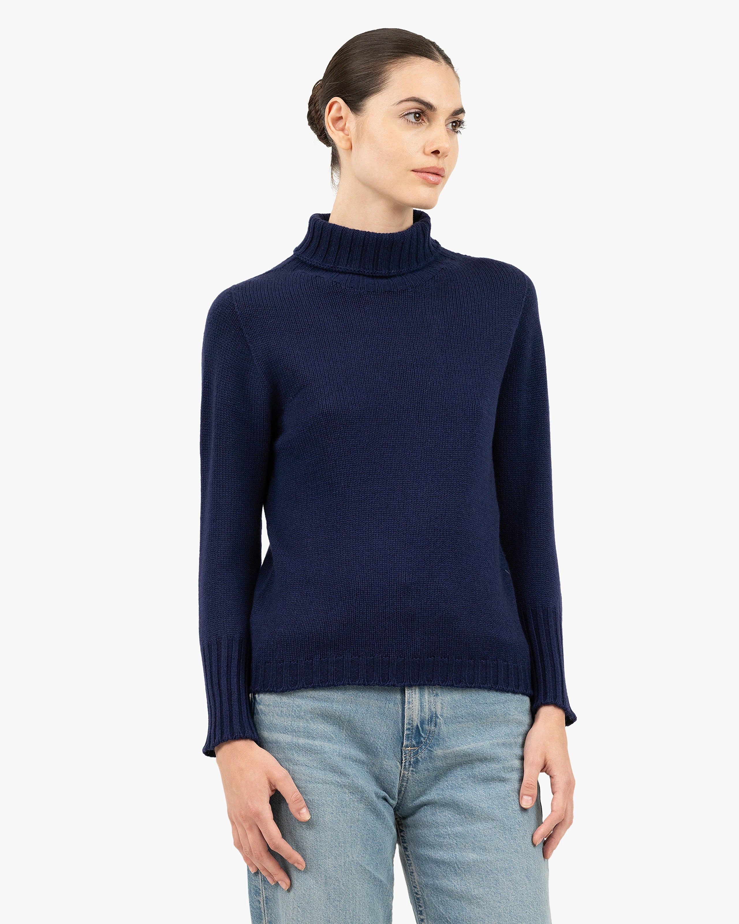 Women's Merano Turtleneck Sweater - Blue Cashmere