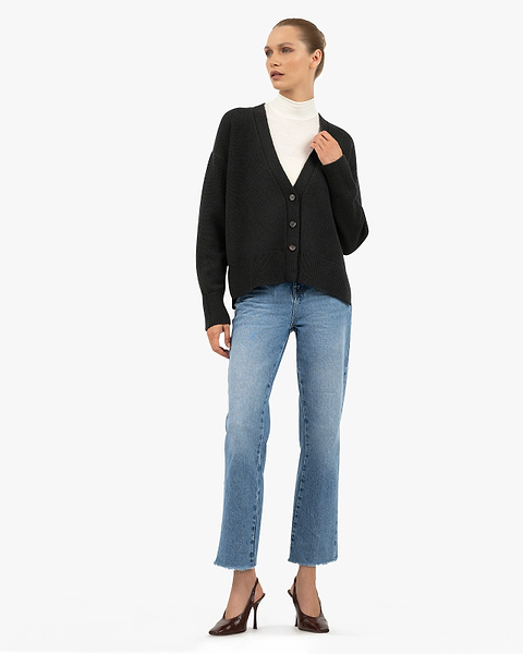 Women's Funes Cardigan - Black Merino