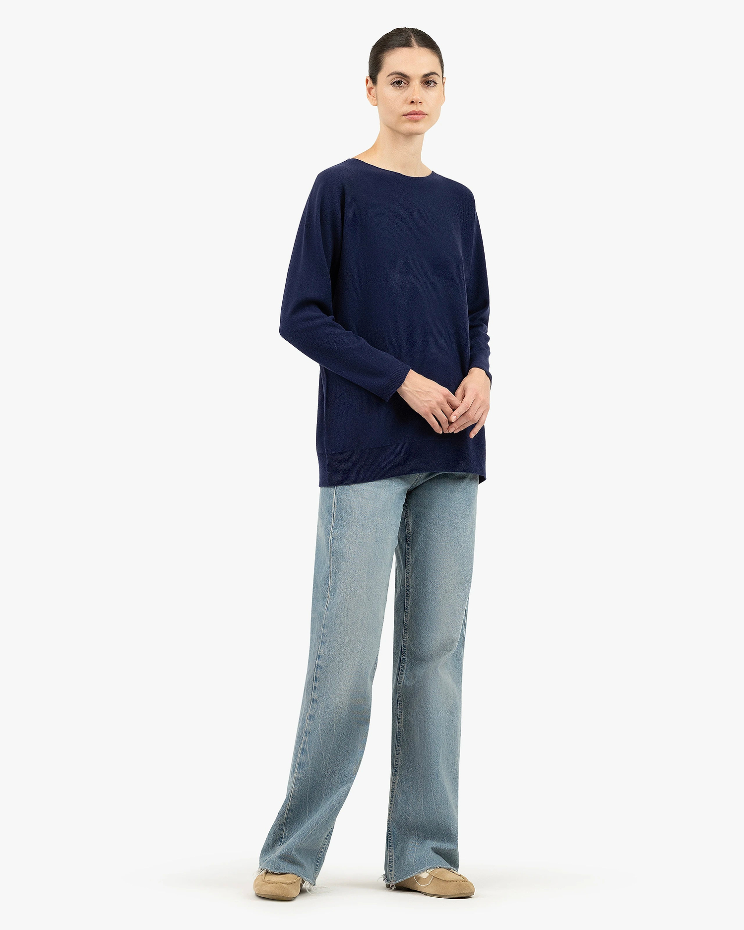 Milford Boat Neck Sweater - Blue Merino