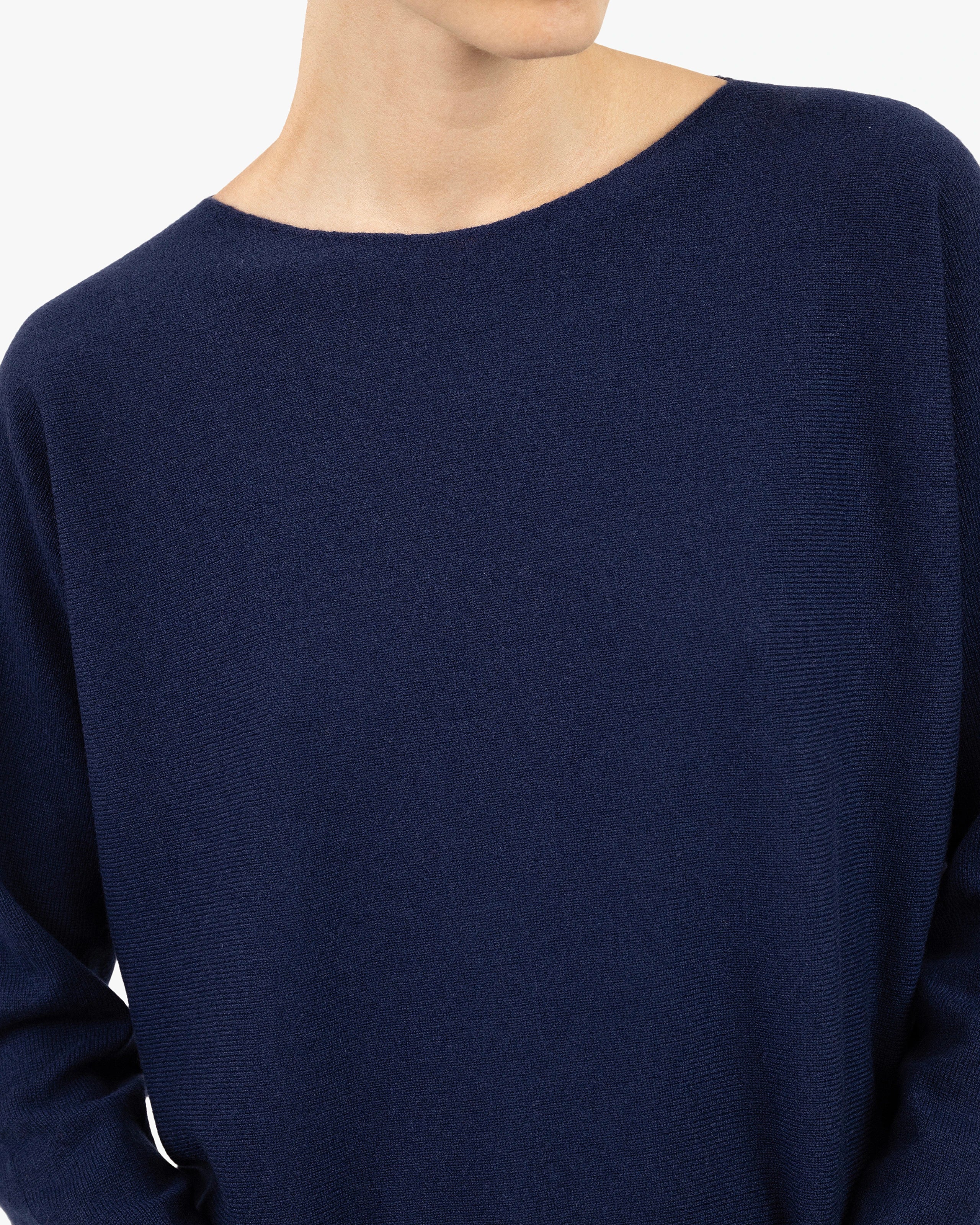 Milford Boat Neck Sweater - Blue Merino