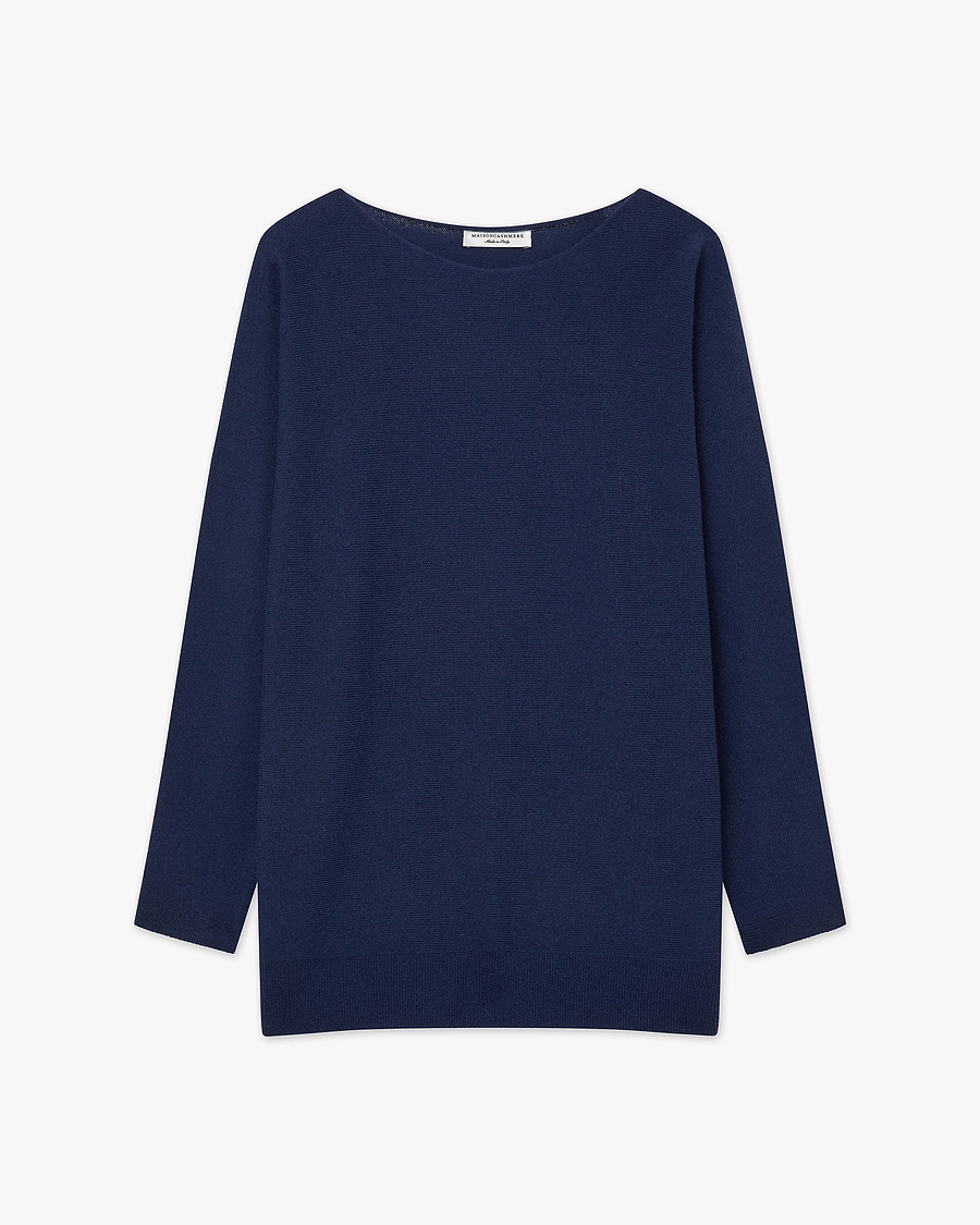 Milford Boat Neck Sweater - Blue Merino