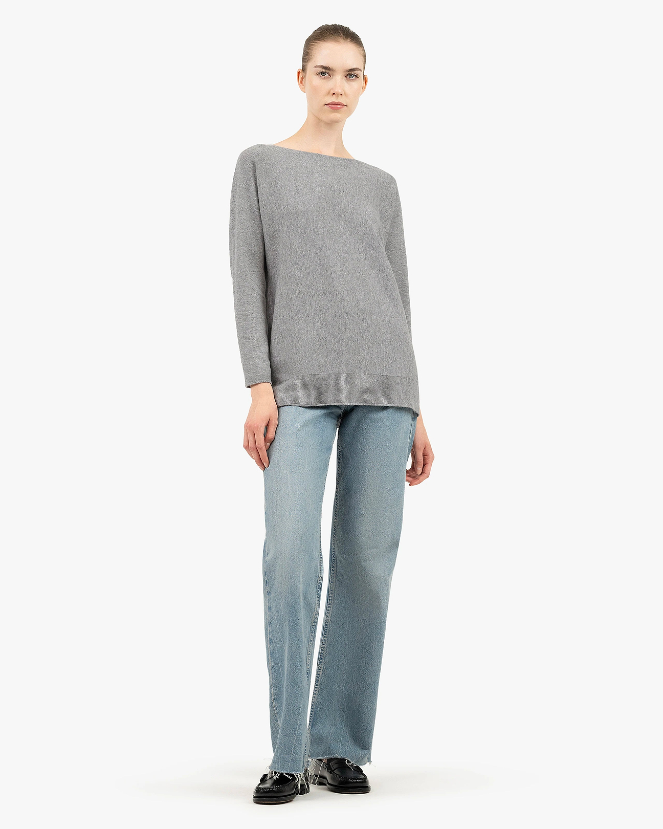 Women's Milford Merino Boat Neck Sweater - Medium Grey