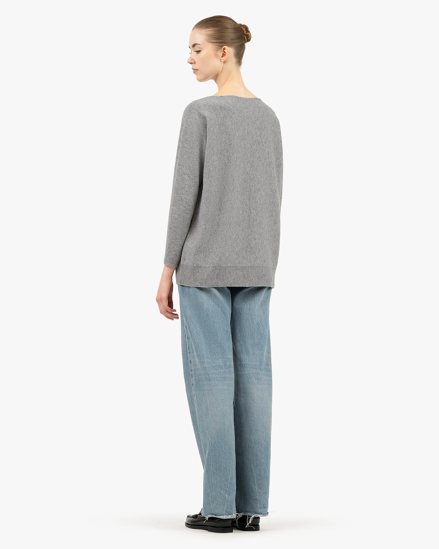 Milford Boat Neck Sweater - Medium Grey Merino