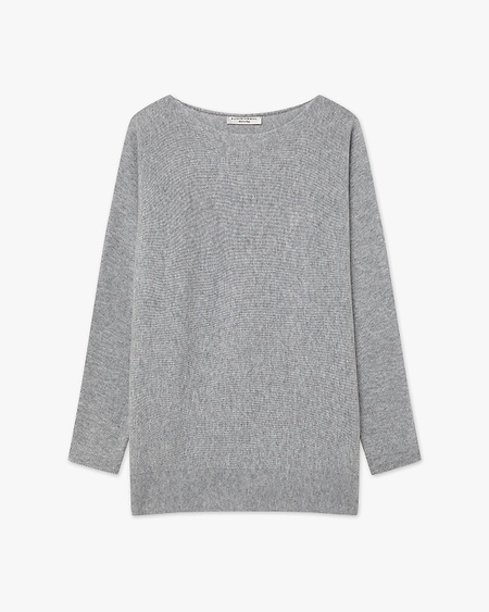 Milford Boat Neck Sweater - Medium Grey Merino