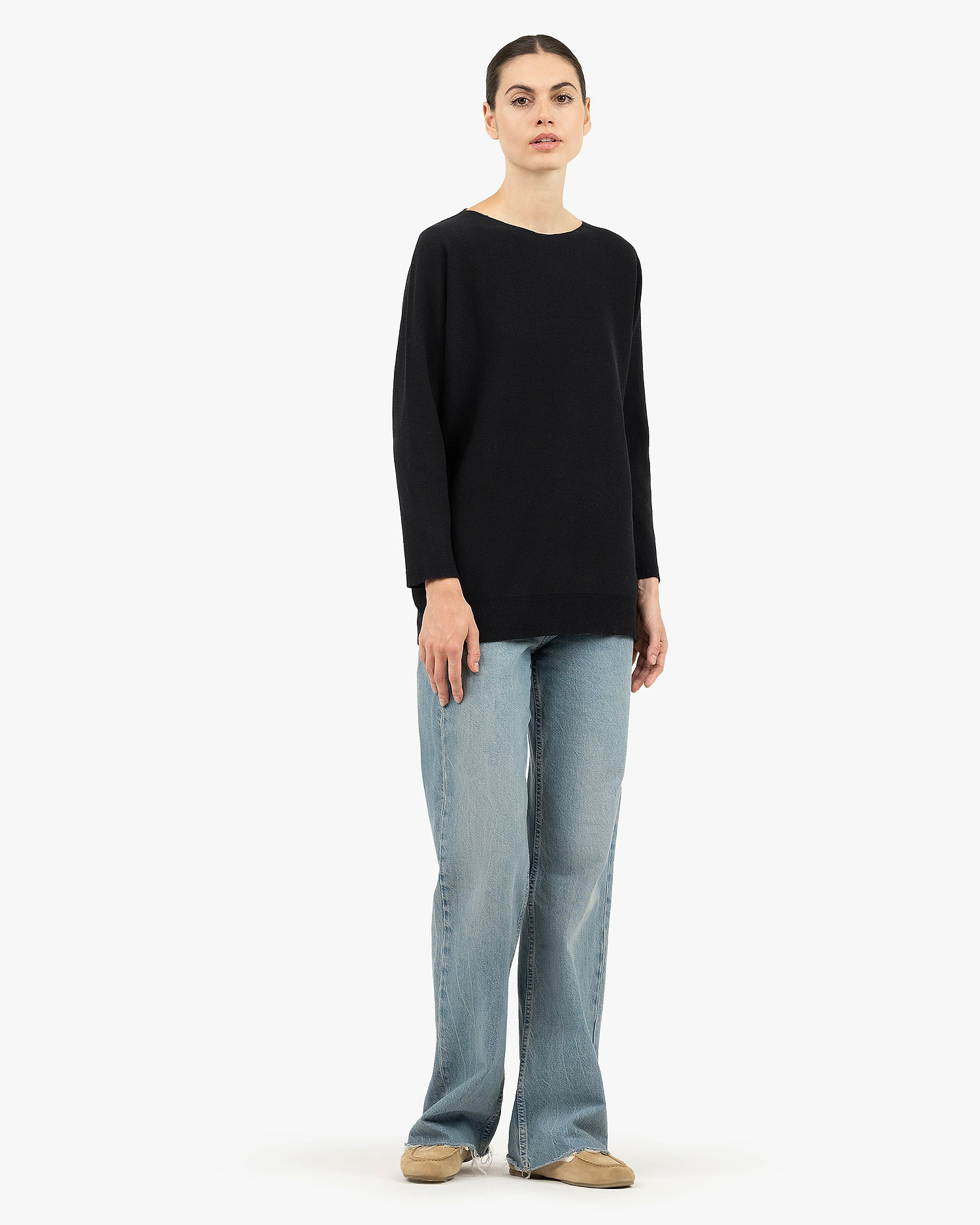 Milford Boat Neck Sweater - Black Merino