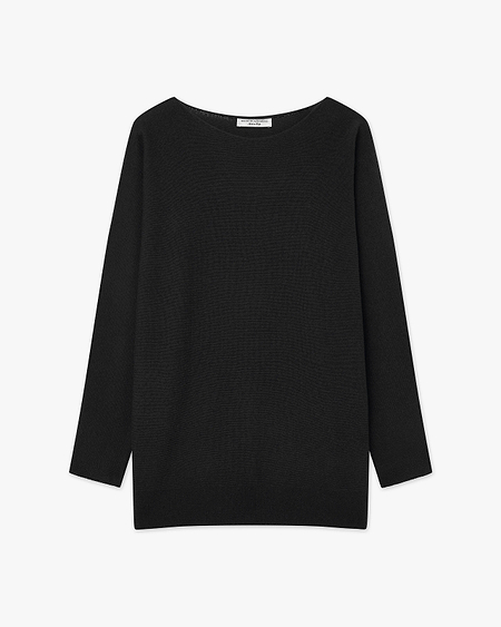 Milford Boat Neck Sweater - Black Merino