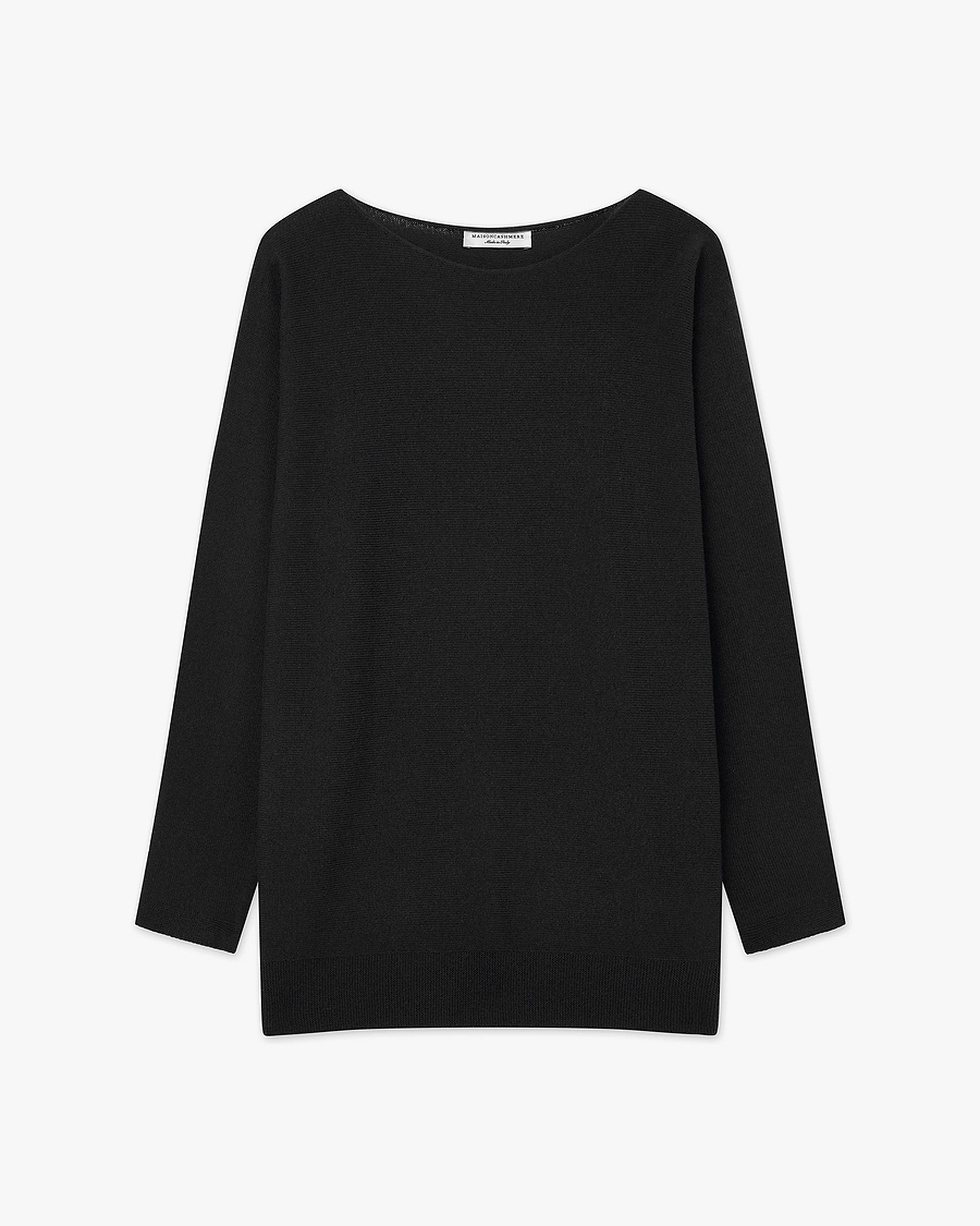 Milford Boat Neck Sweater - Black Merino
