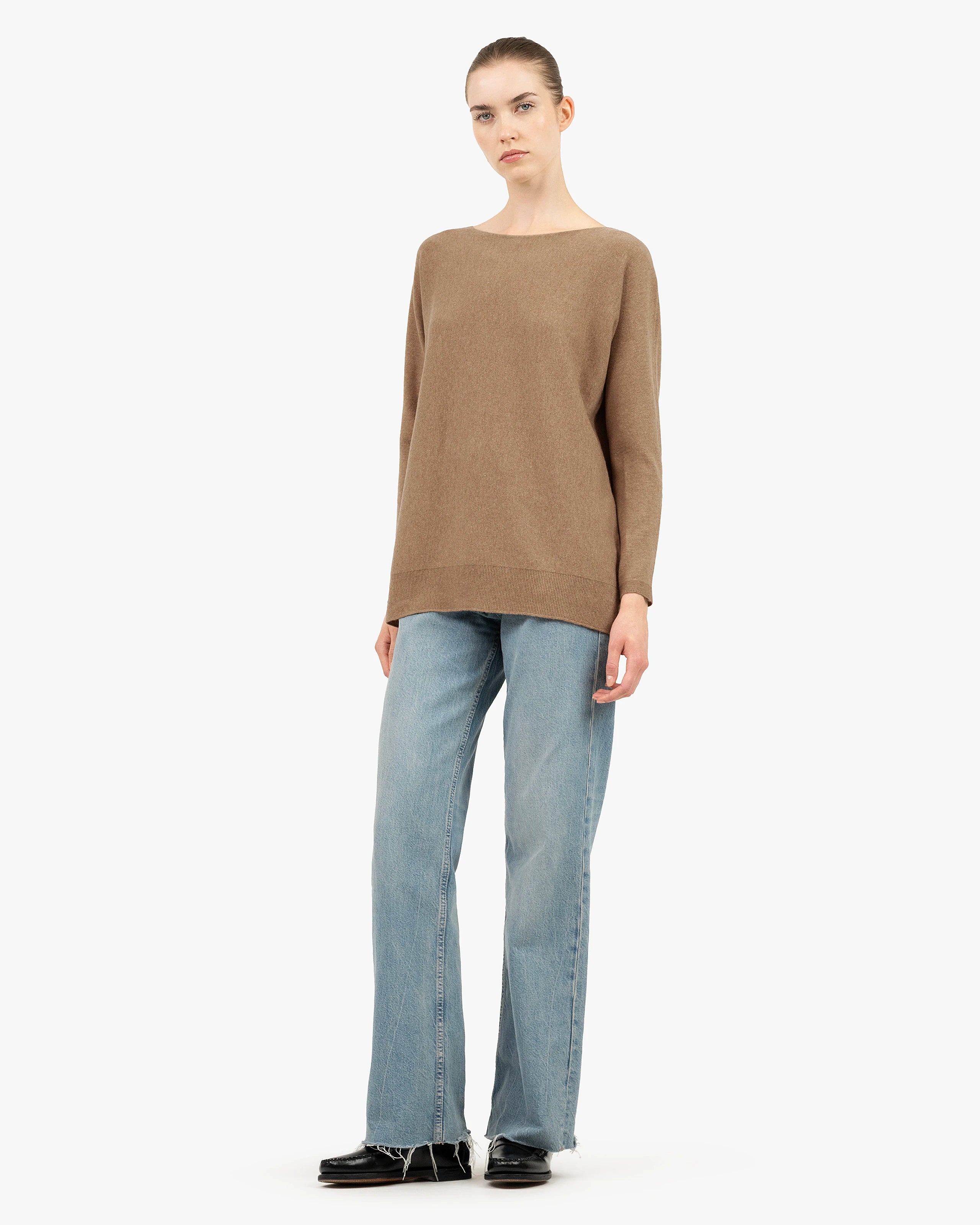 Milford Boat Neck Sweater - Hazelnut Merino