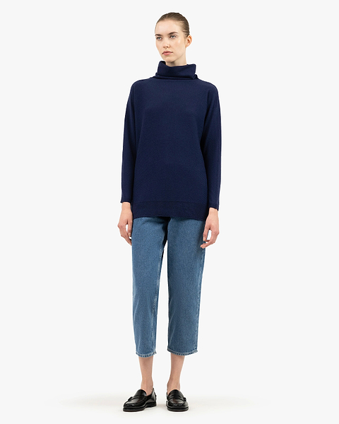 Women's Milford Turtleneck Sweater - Blue Merino