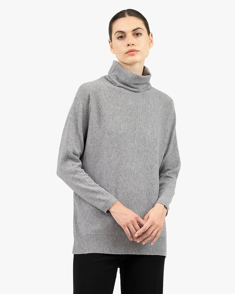Women's Milford Turtleneck Sweater - Medium Grey Merino