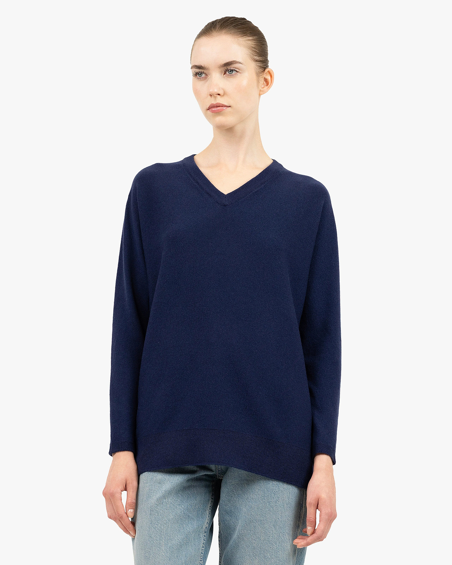 Women's Milford V-Neck Sweater - Blue Merino