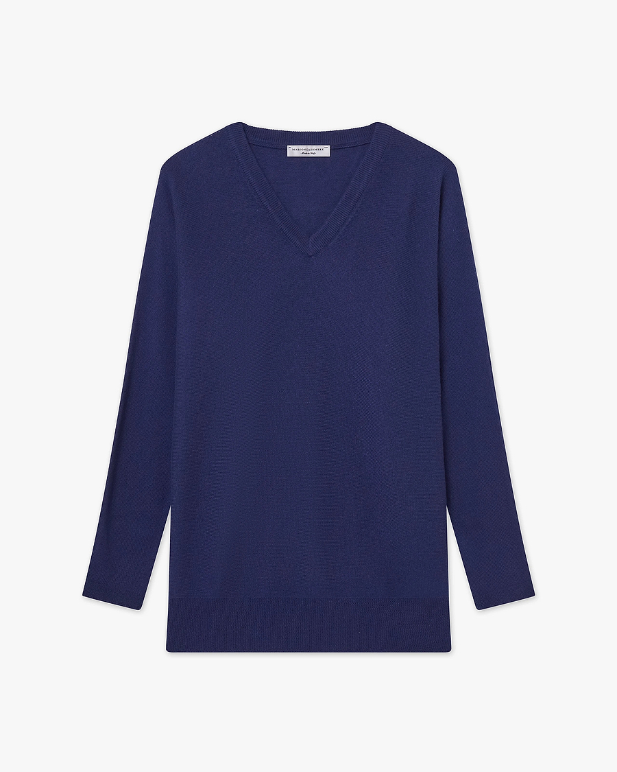 Women's Milford V-Neck Sweater - Blue Merino