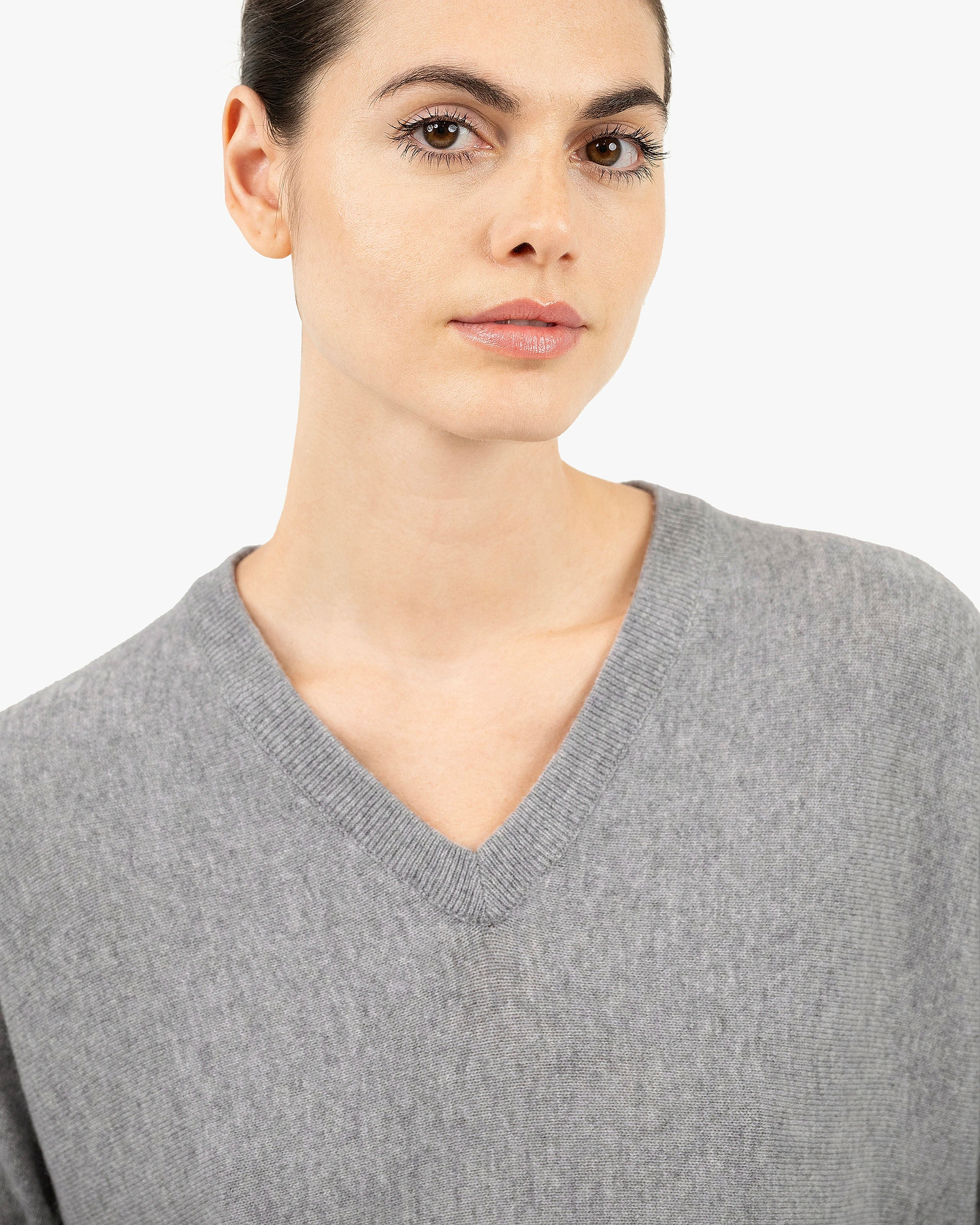 Women's Milford V-Neck Sweater - Medium Grey Merino