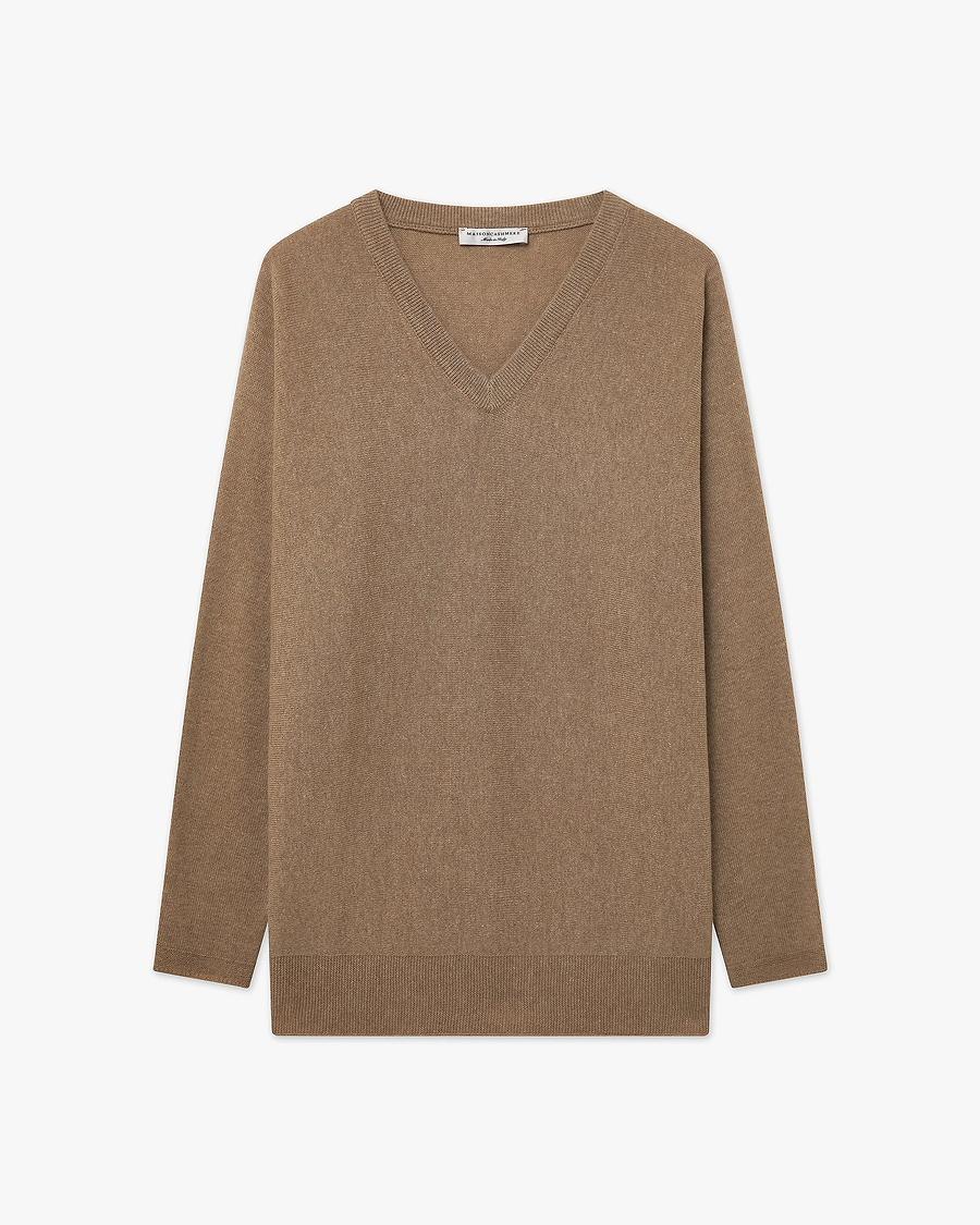 Women's Milford V-Neck Sweater - Hazelnut Merino