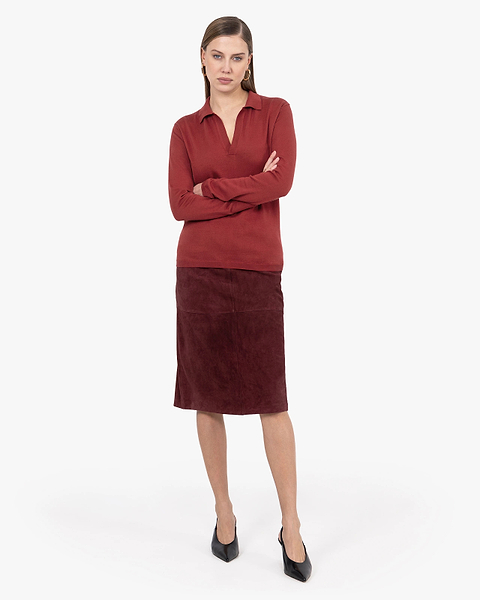 Women's Oasi Polo Sweater - Red Cotone