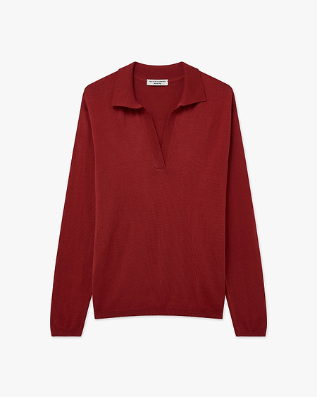 Women's Oasi Polo Sweater - Red Cotone