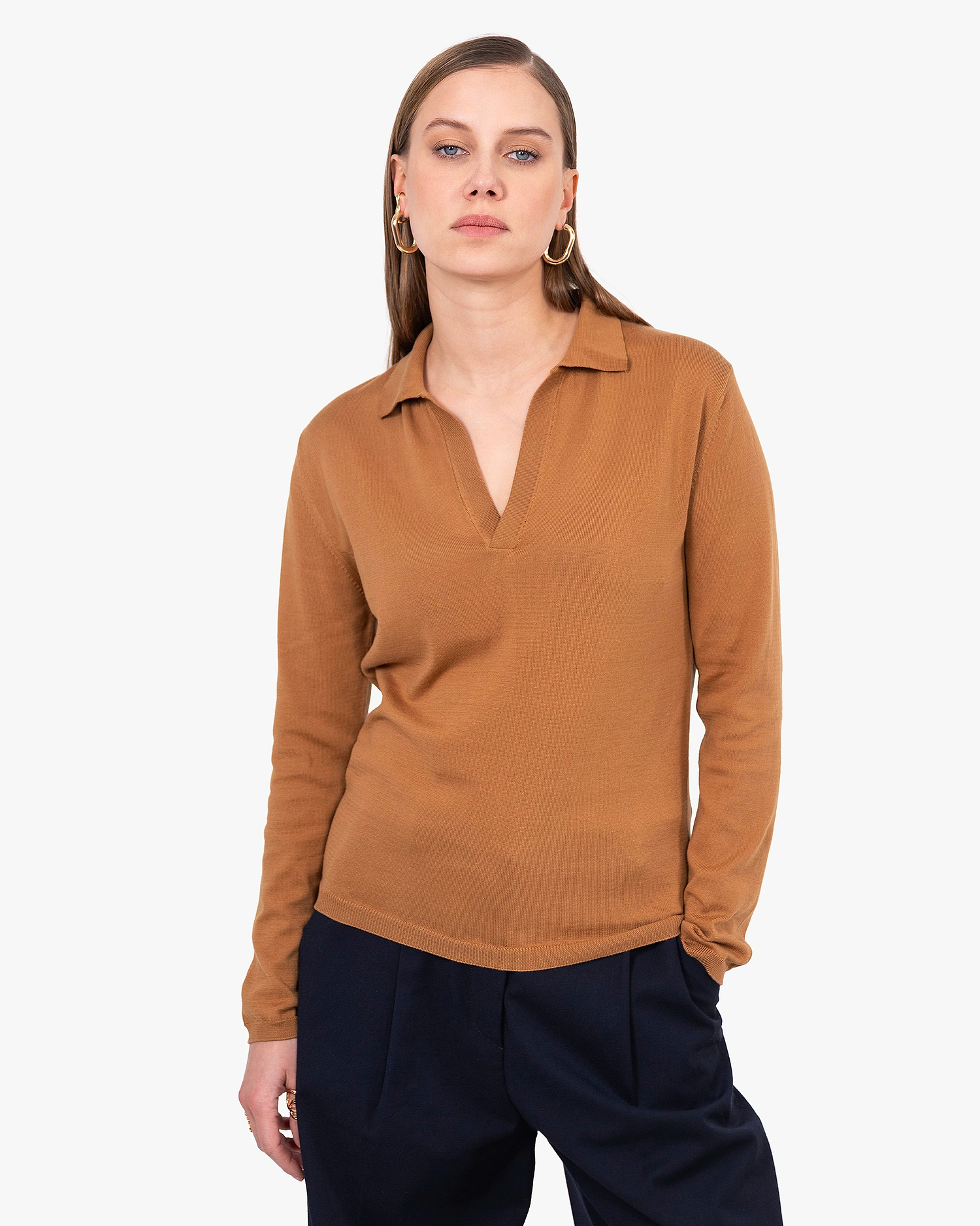 Women's Oasi Polo Sweater - Hazelnut Cotone
