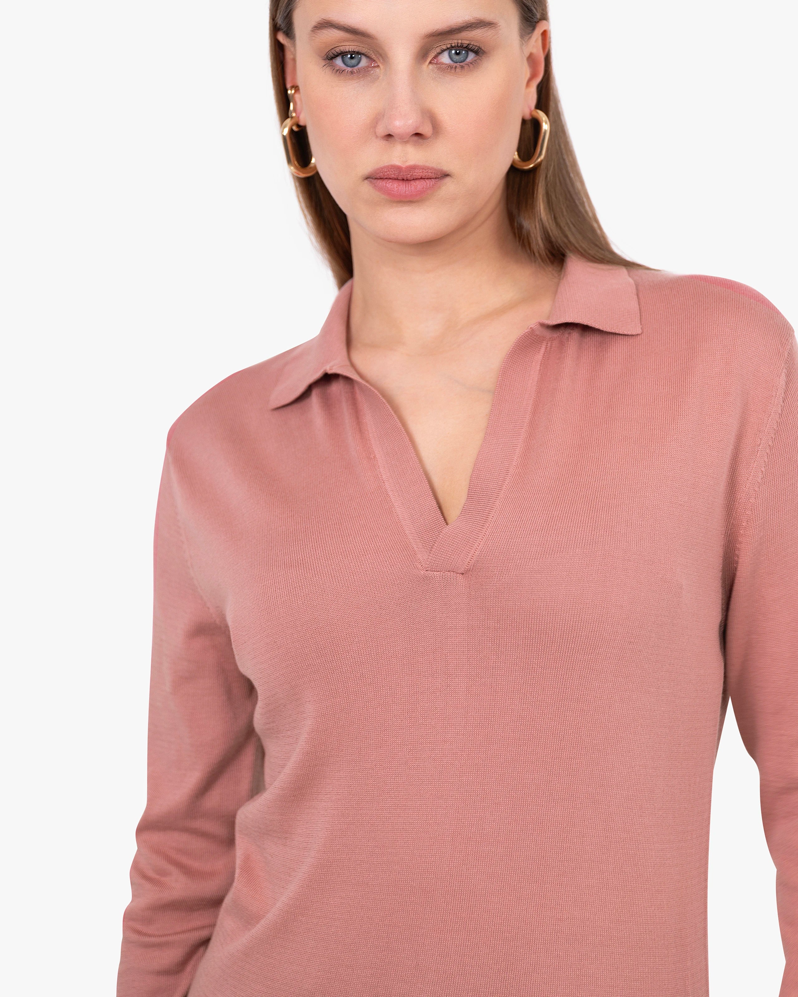 Women's Oasi Polo Sweater - Blush Cotone