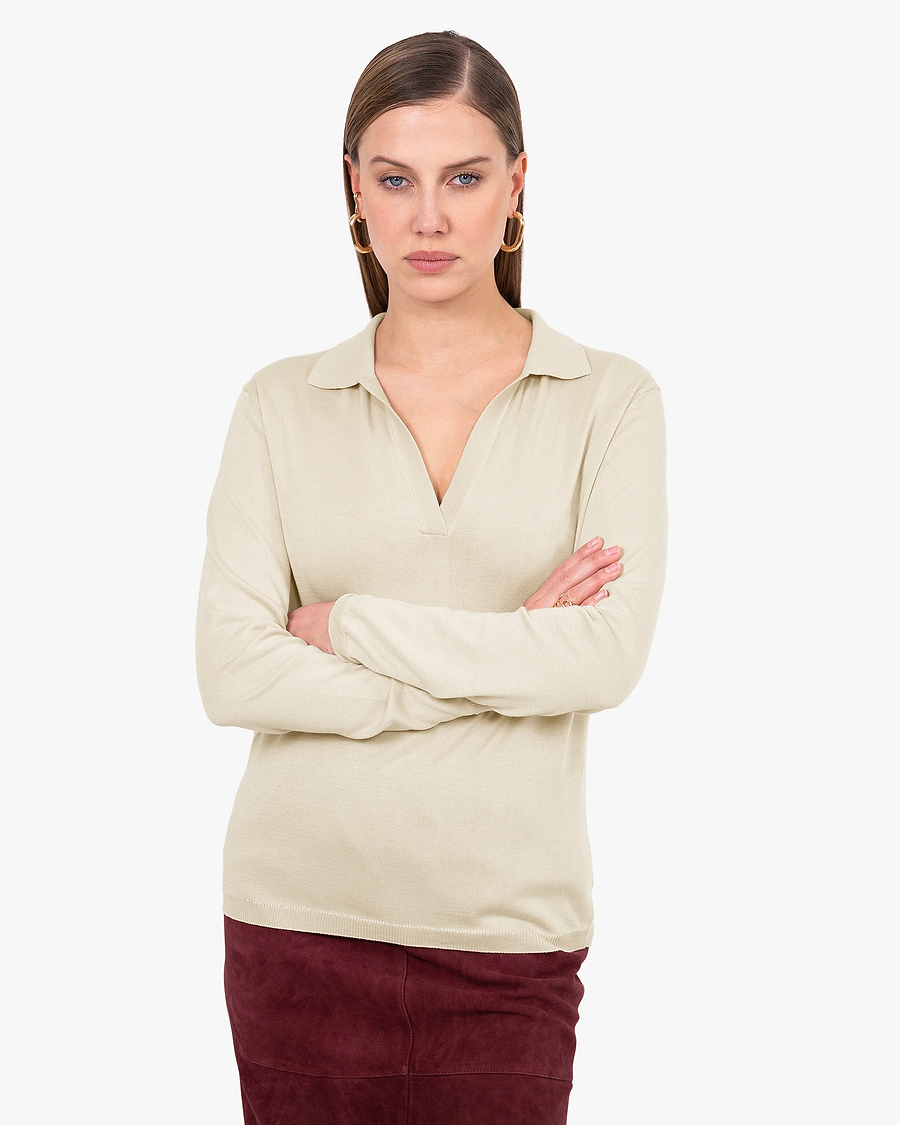 Women's Oasi Polo Sweater - Beige Cotone