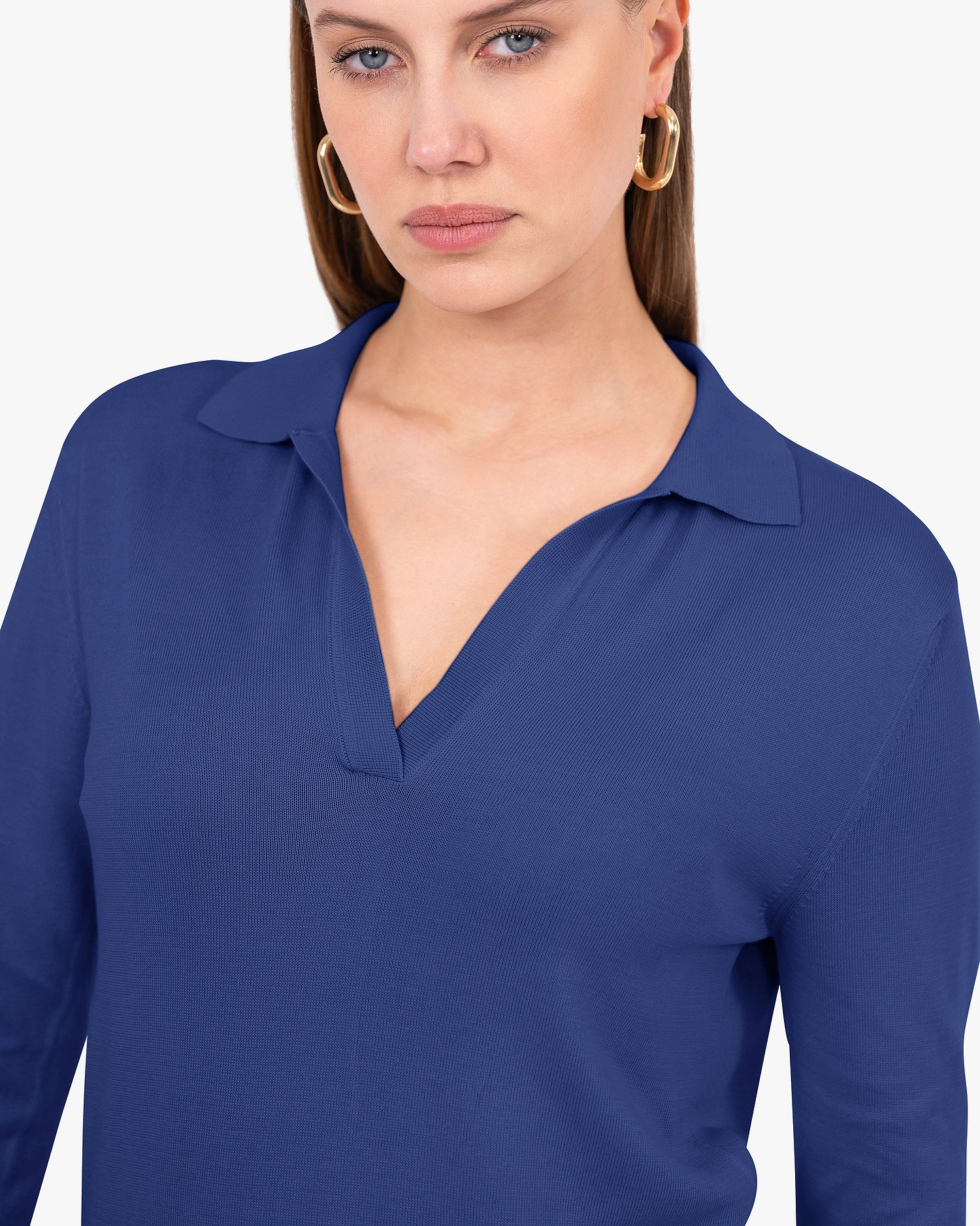 Women's Oasi Polo Sweater - Blue Cotone
