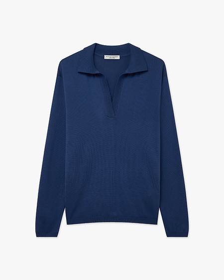Women's Oasi Polo Sweater - Blue Cotone