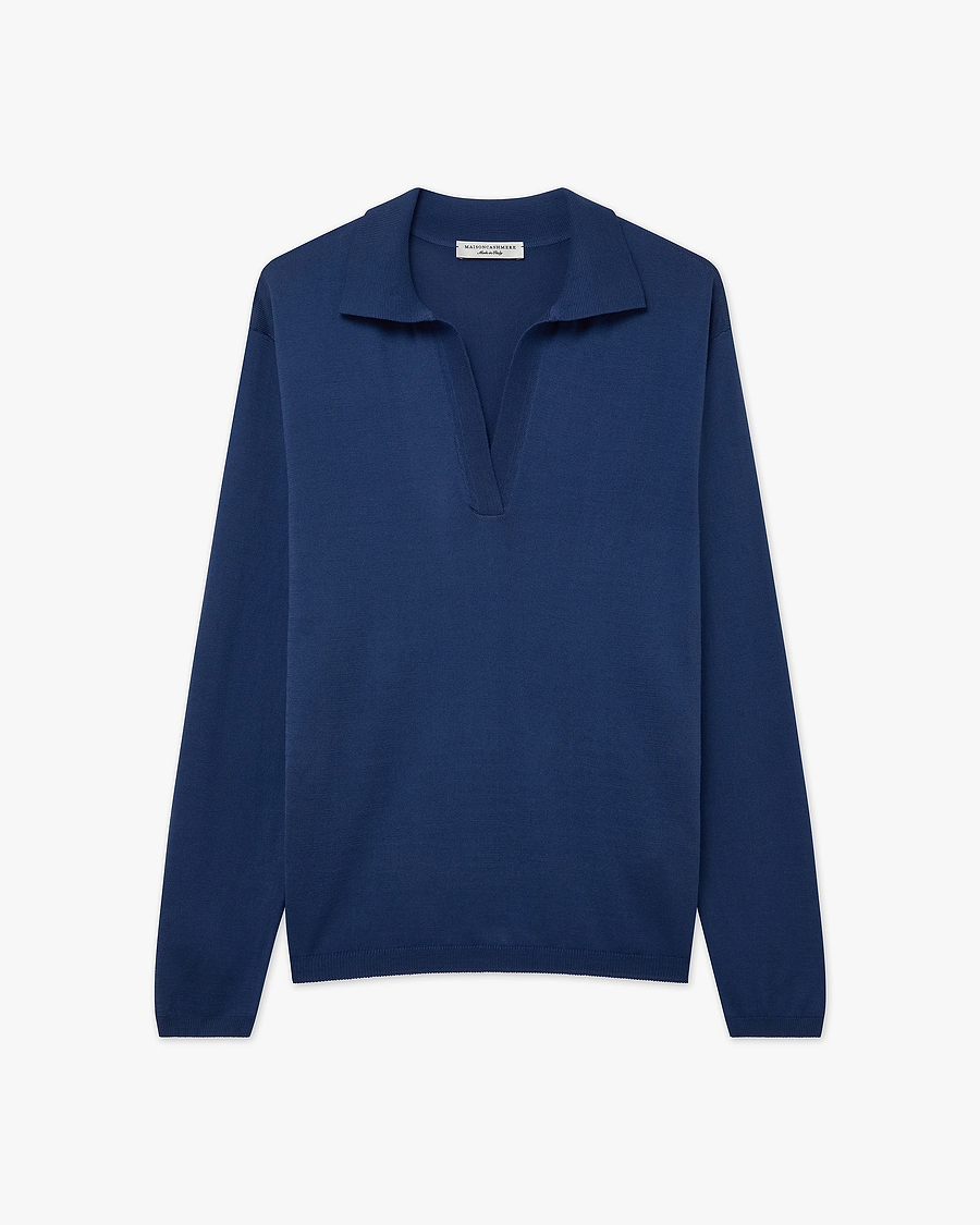 Women's Oasi Polo Sweater - Blue Cotone
