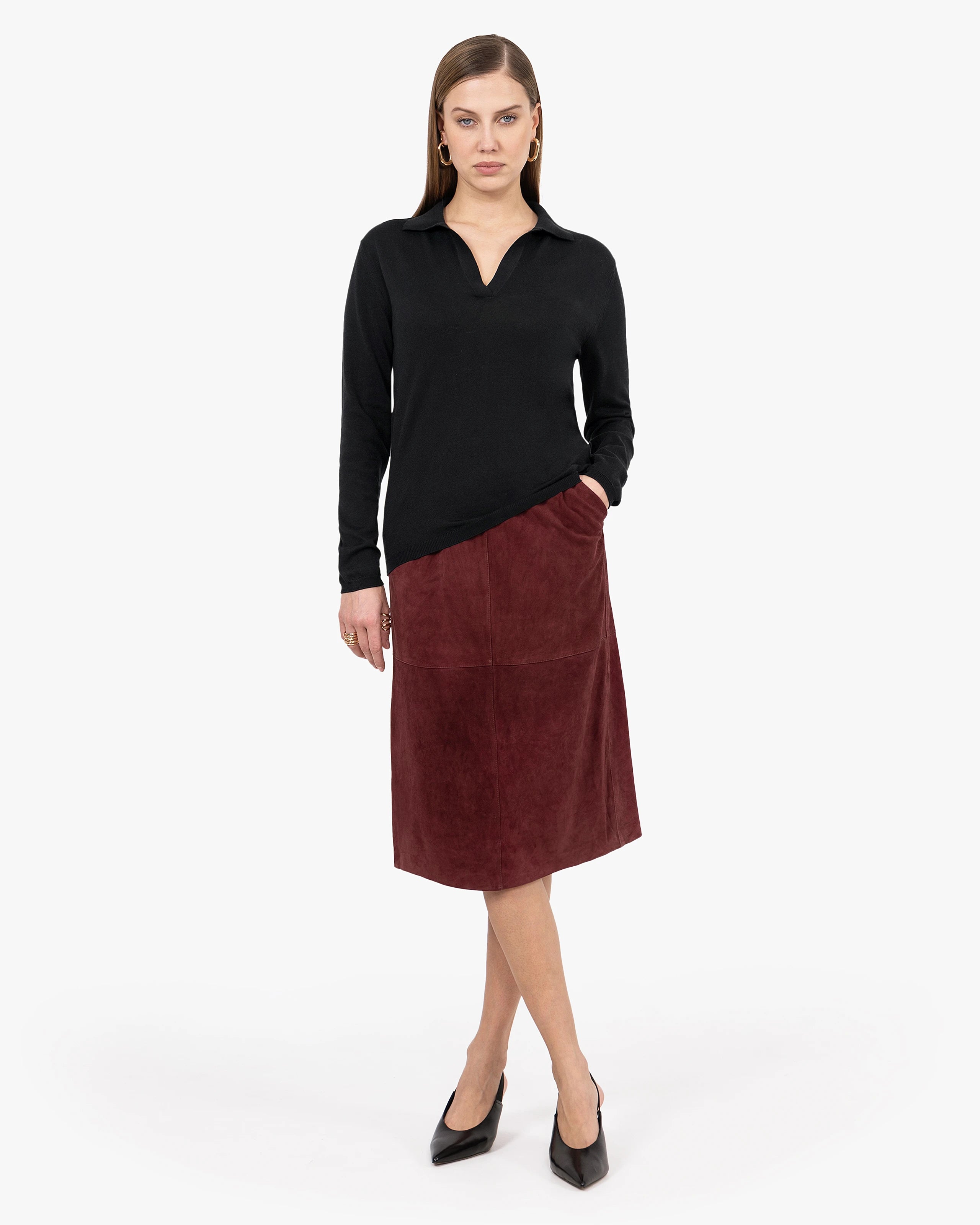 Women's Oasi Polo Sweater - Black Cotone
