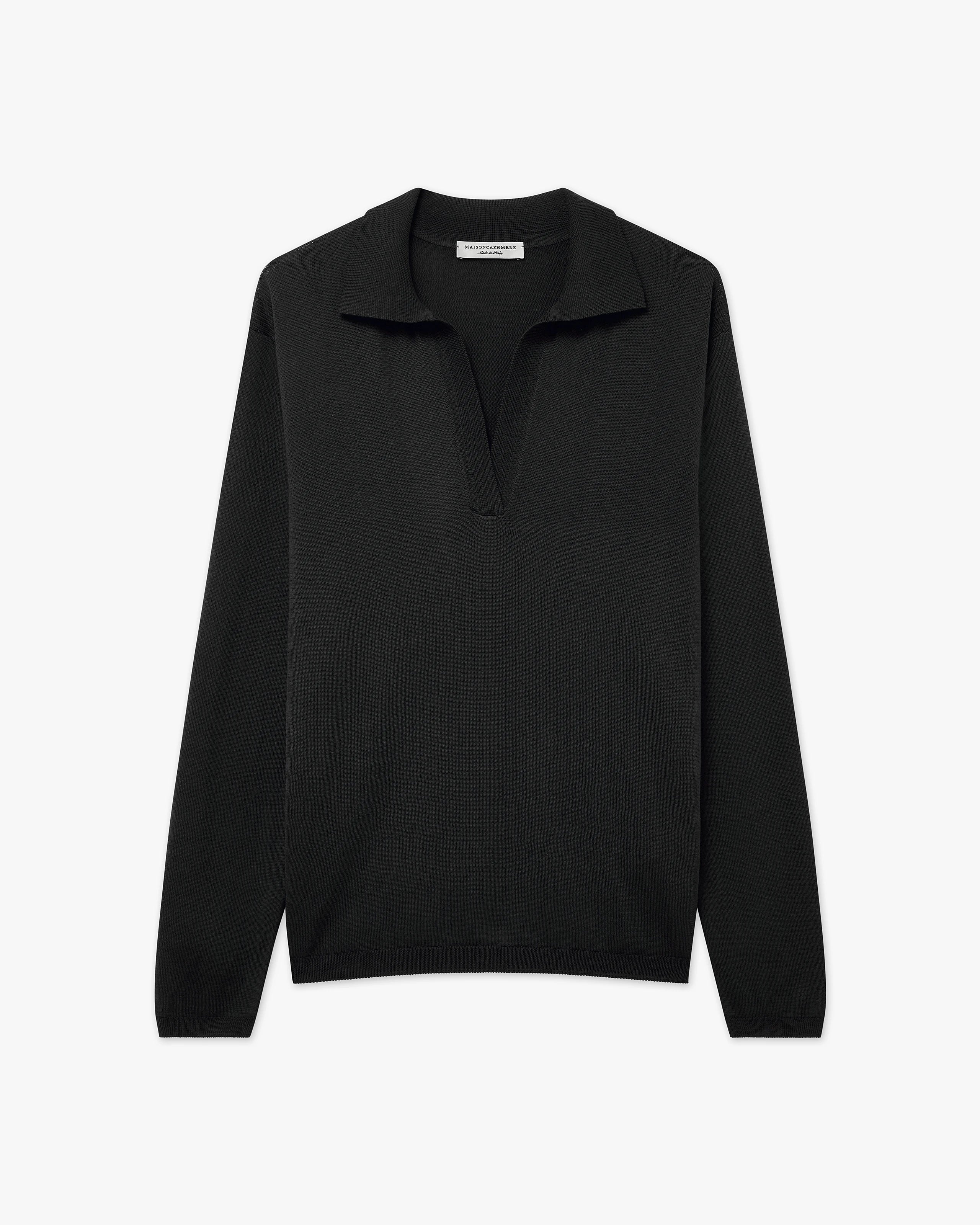 Women's Oasi Polo Sweater - Black Cotone