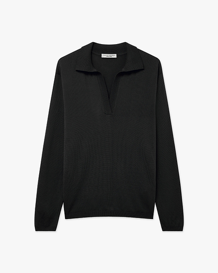 Women's Oasi Polo Sweater - Black Cotone