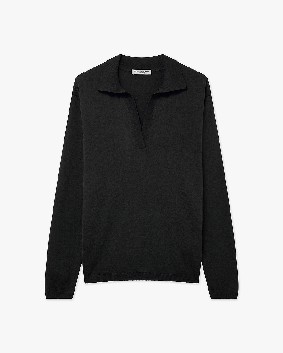 Women's Oasi Polo Sweater - Black Cotone