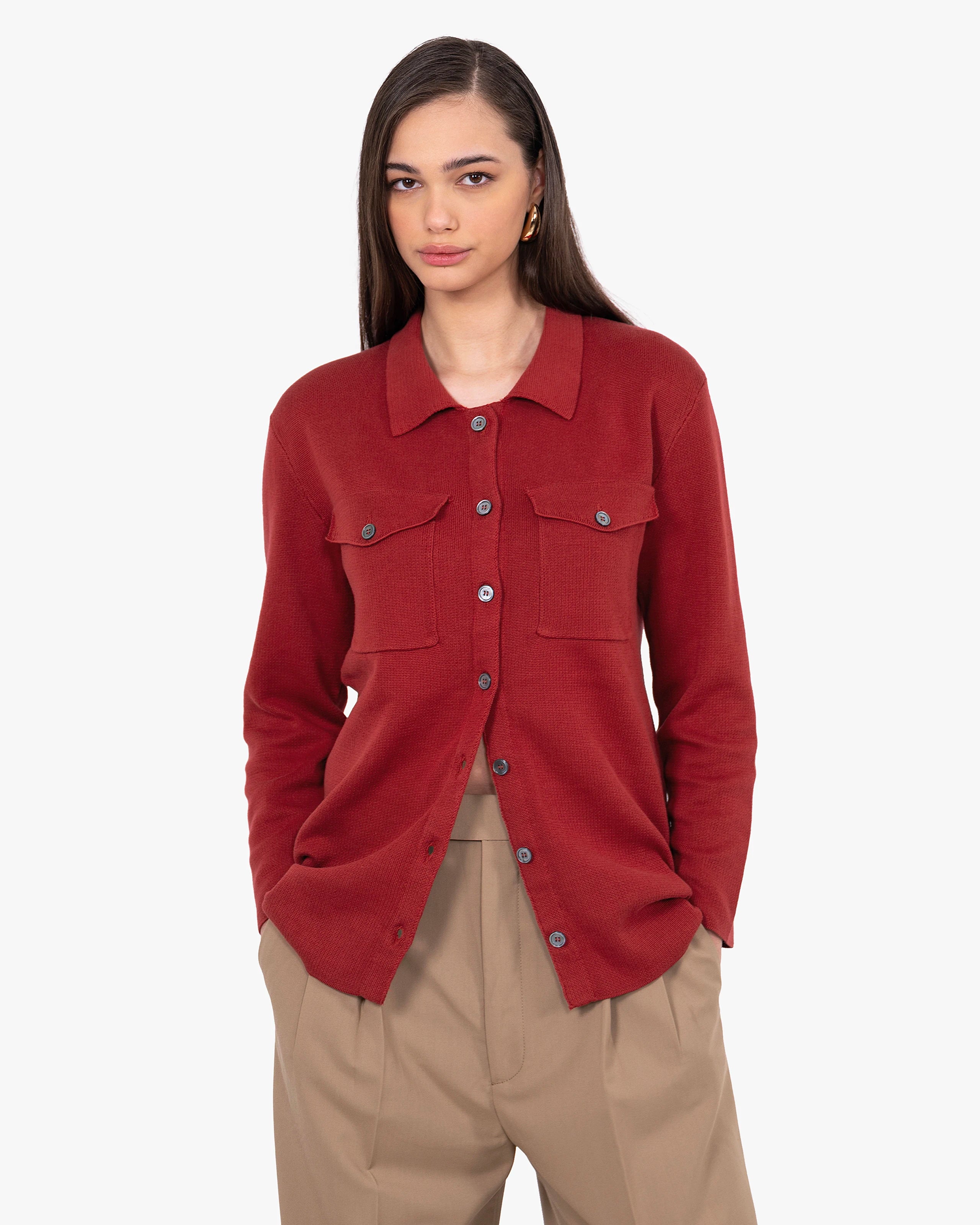 Oasi Shirt Sweater - Red Cotone