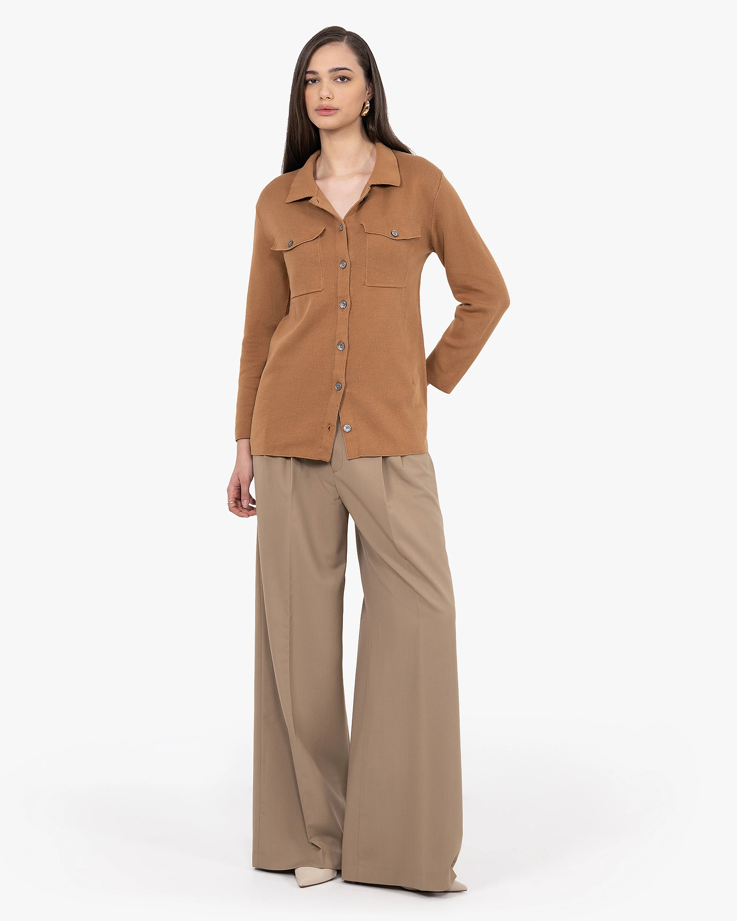Oasi Shirt Sweater - Hazelnut Cotone