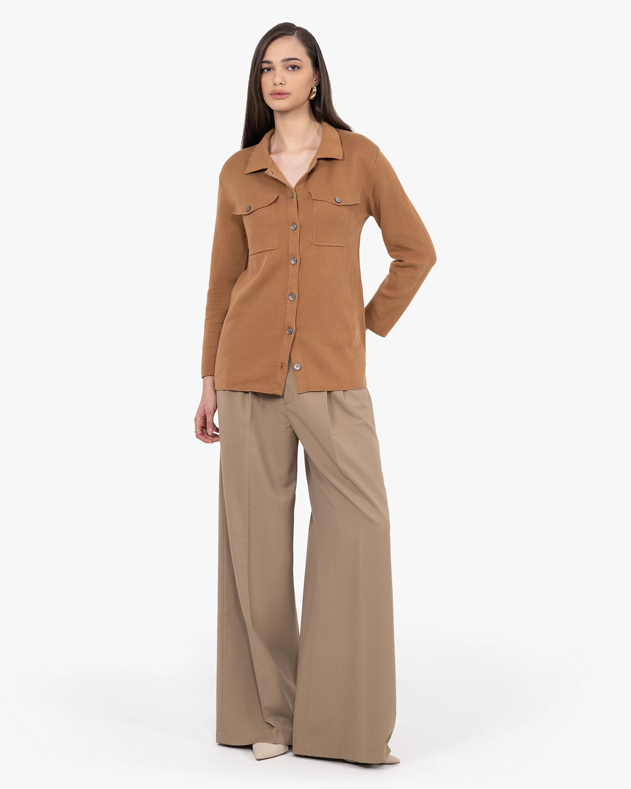 Oasi Shirt Sweater - Hazelnut Cotone