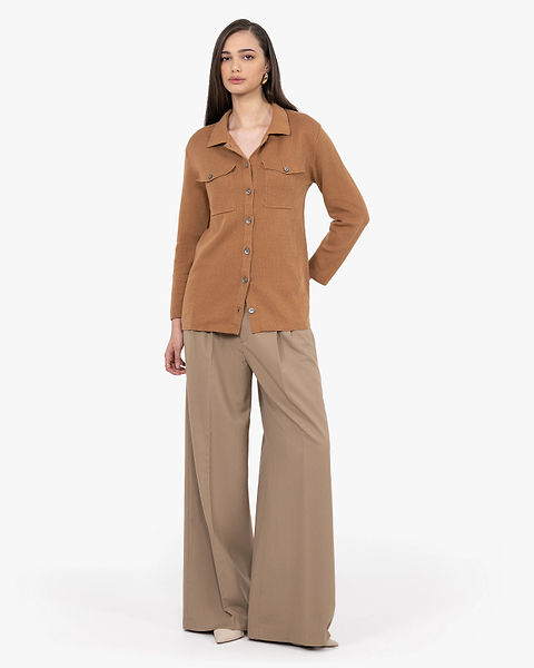 Oasi Shirt Sweater - Hazelnut Cotone