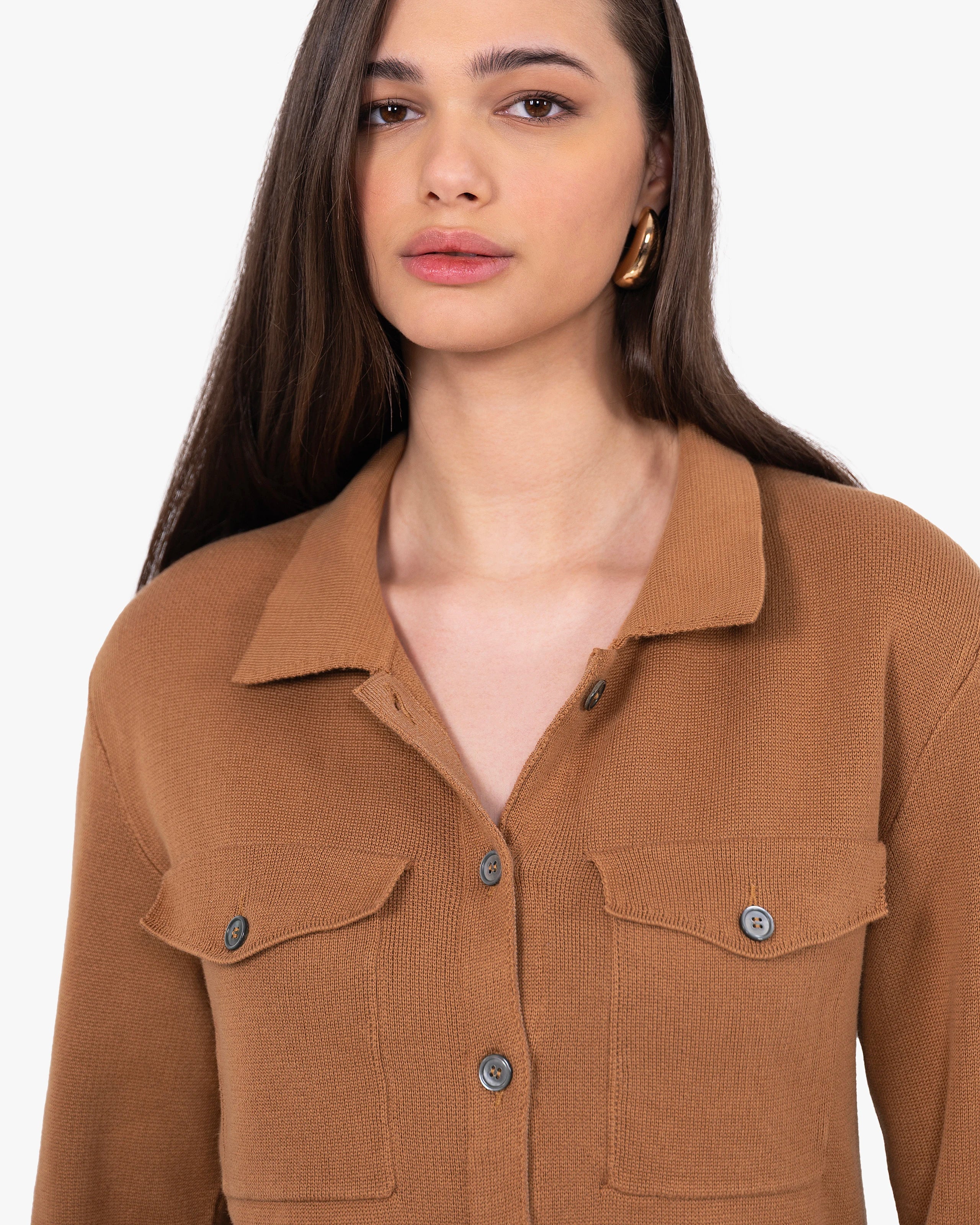 Oasi Shirt Sweater - Hazelnut Cotone