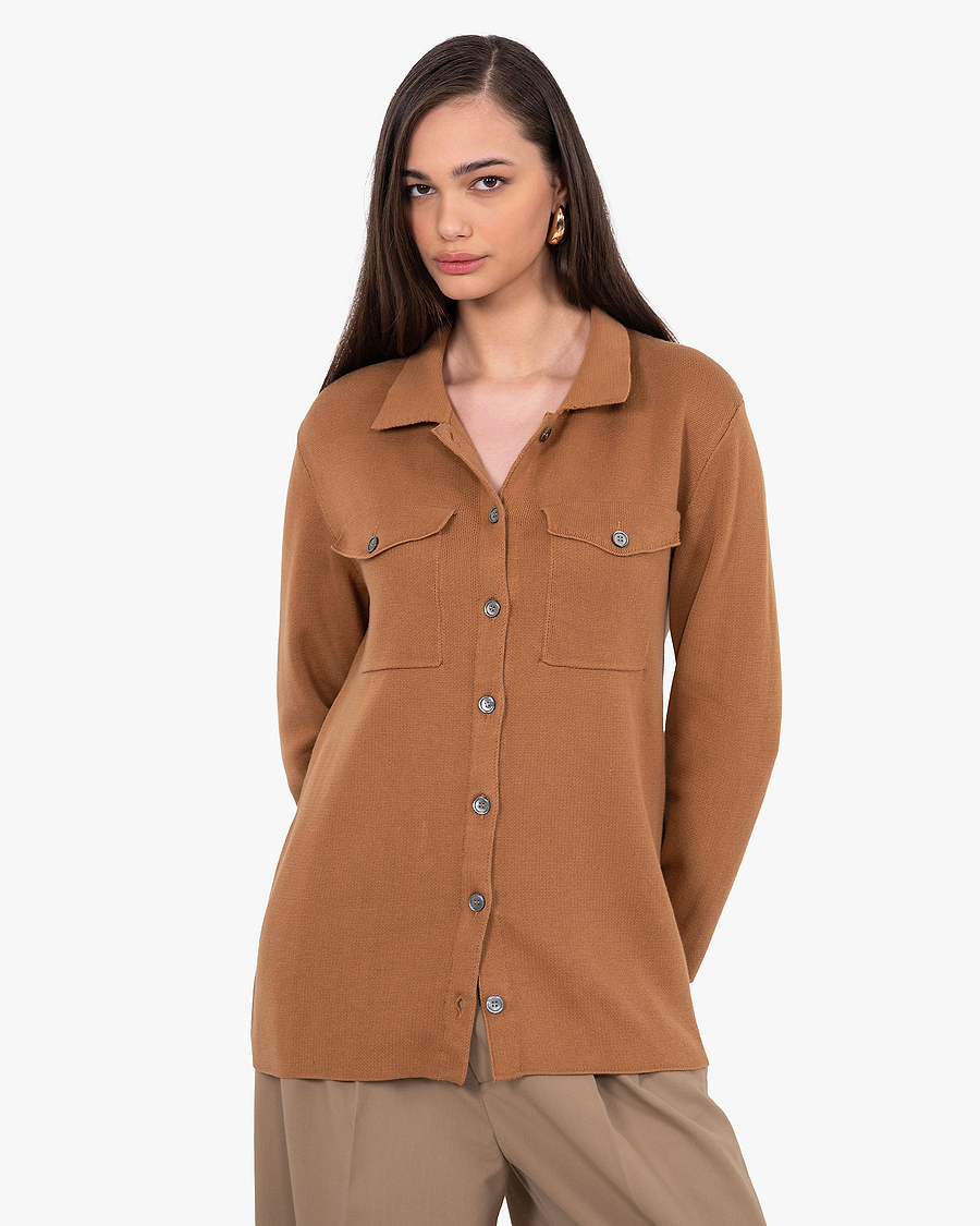 Oasi Shirt Sweater - Hazelnut Cotone