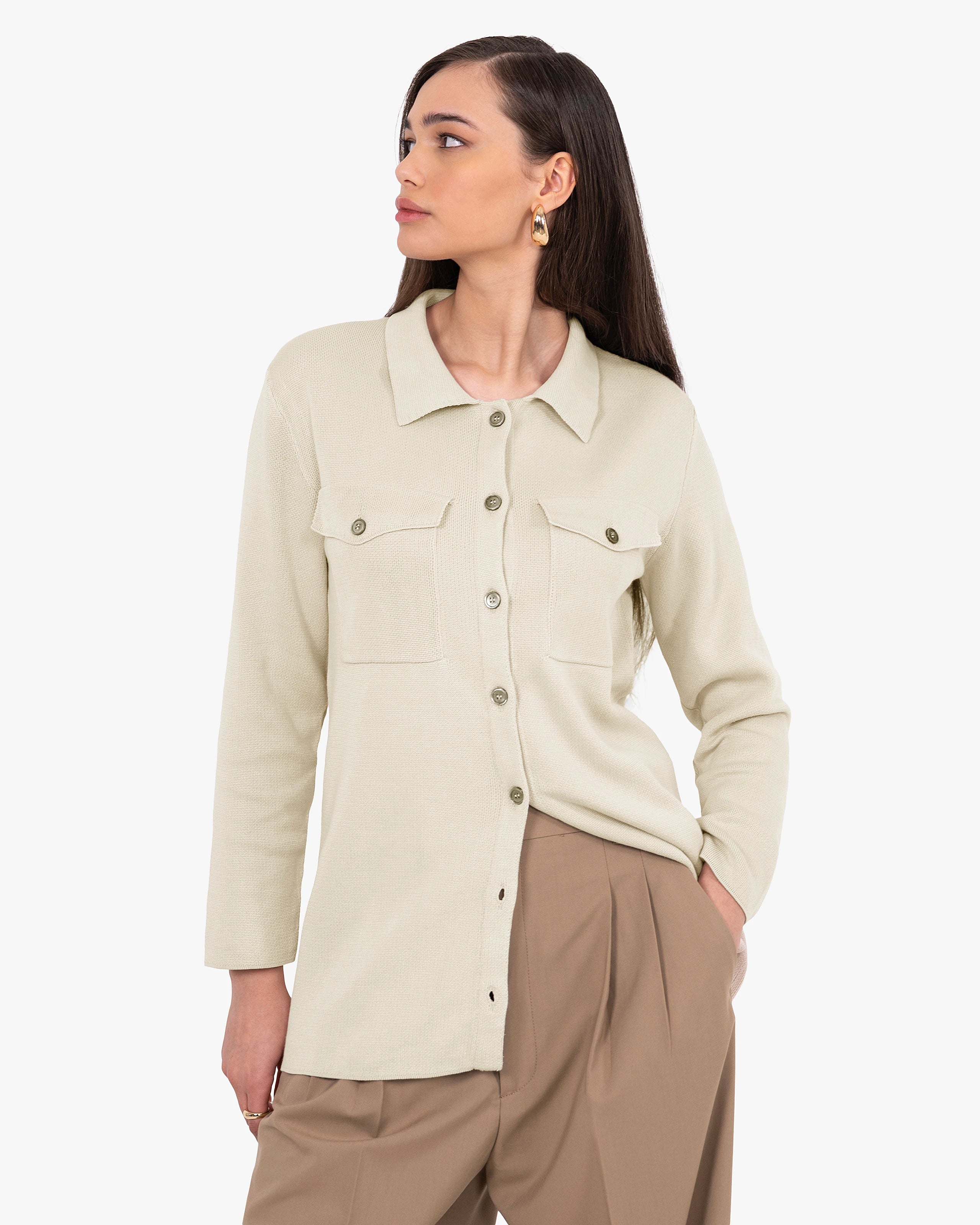 Oasi Shirt Sweater - Beige Cotone