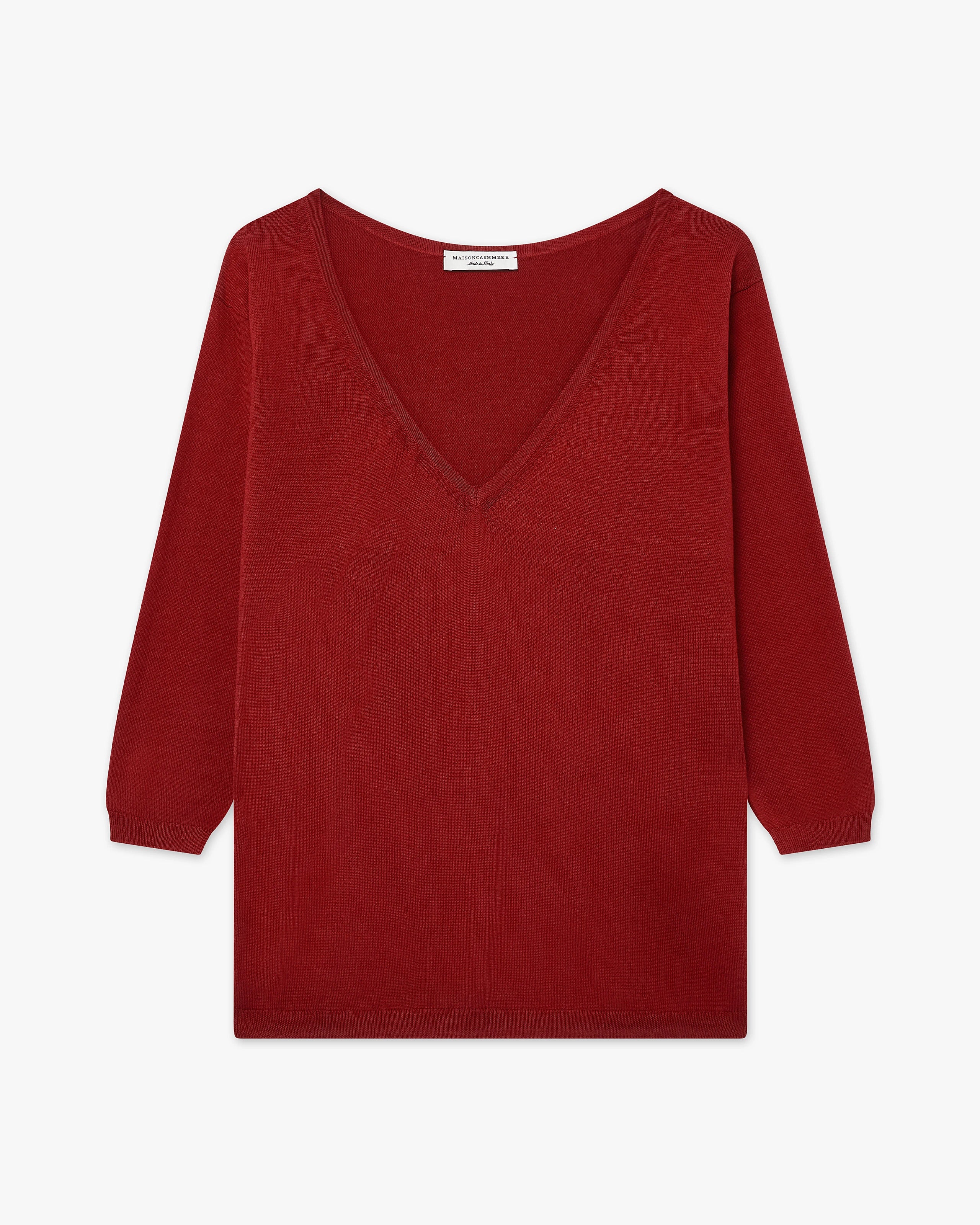 Women's Oasi V-Neck Sweater - Red Cotone